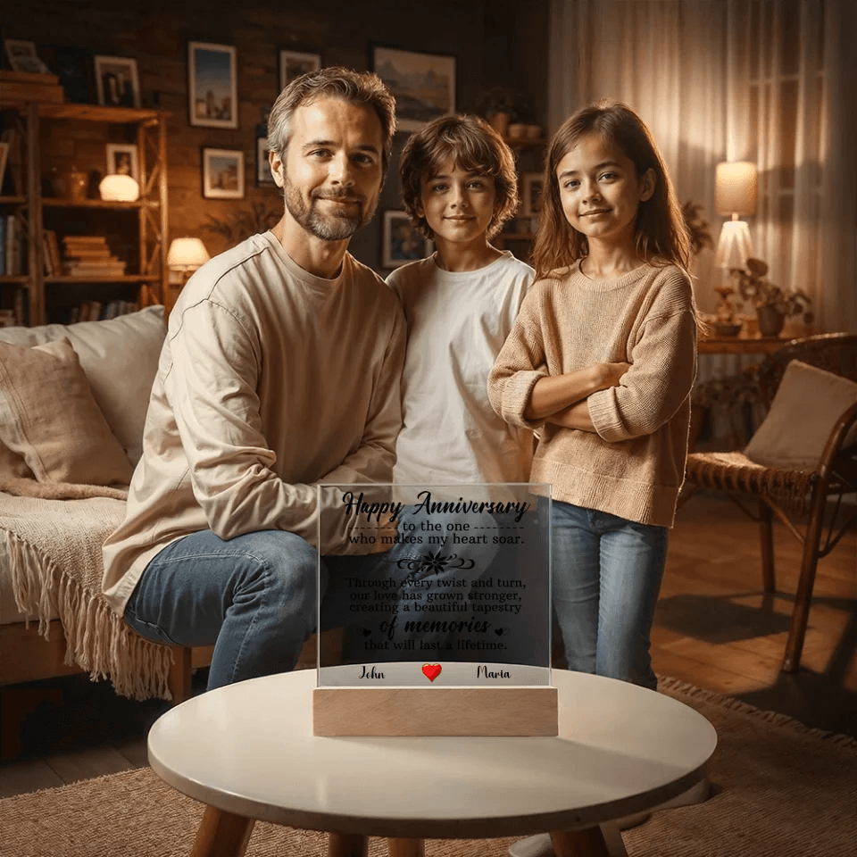 Illuminate Your Love: Anniversary Keepsake Plaque with LED Elegance - Eshaarya