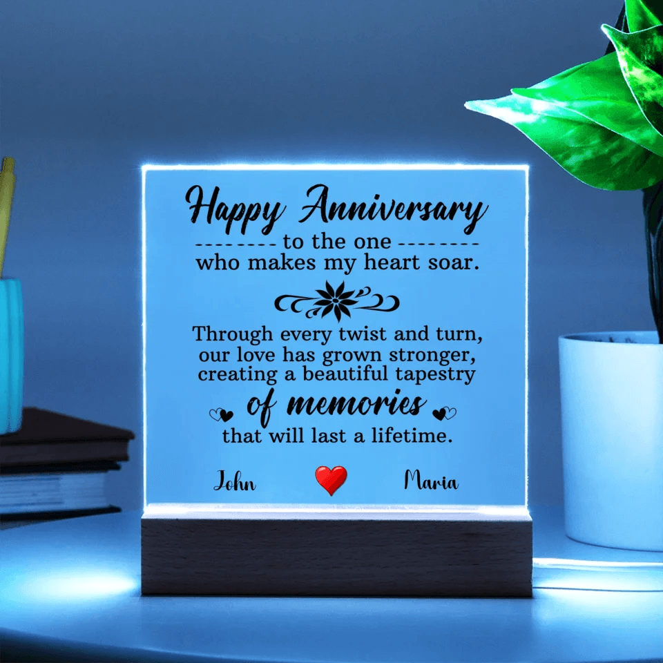 Illuminate Your Love: Anniversary Keepsake Plaque with LED Elegance - Eshaarya