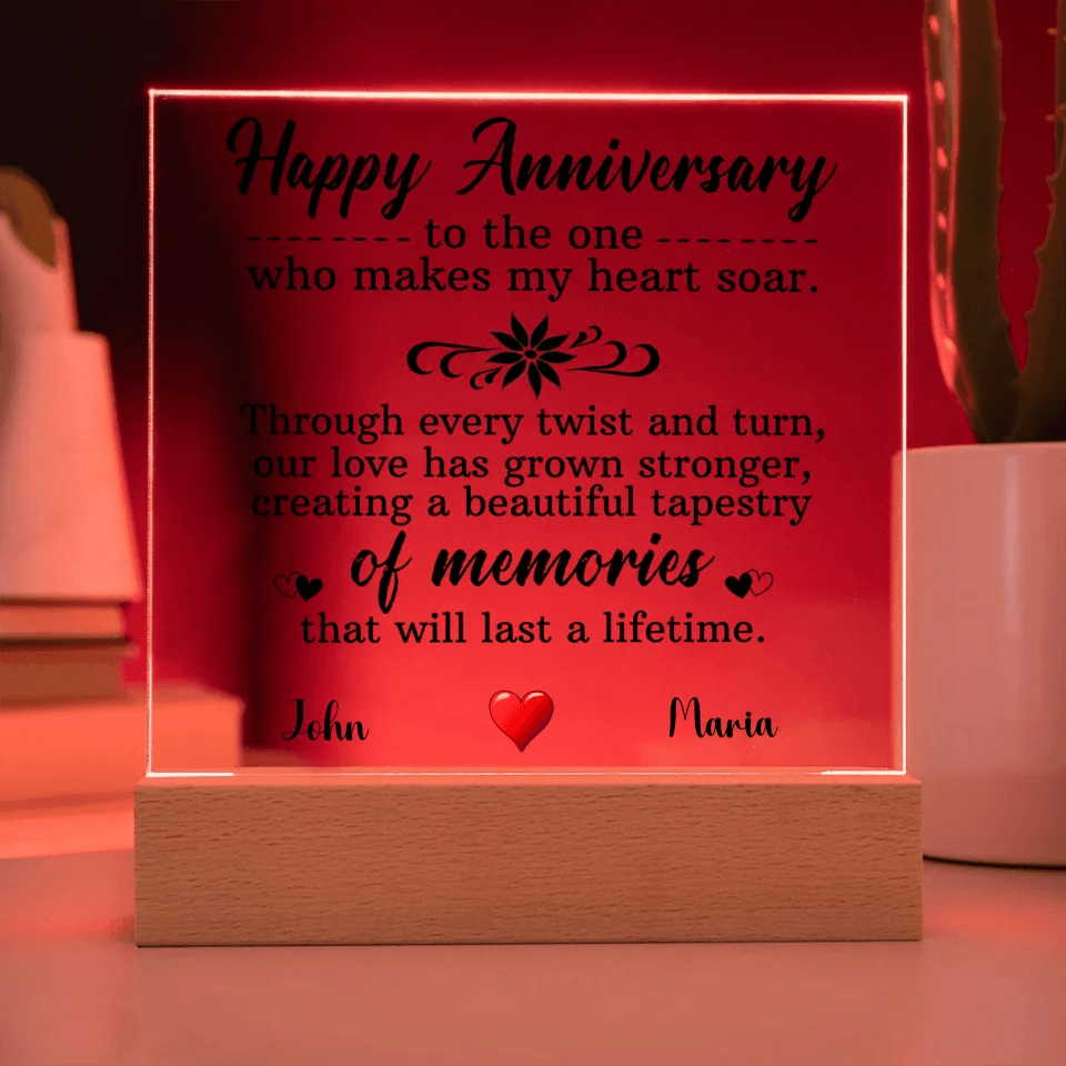 Illuminate Your Love: Anniversary Keepsake Plaque with LED Elegance - Eshaarya