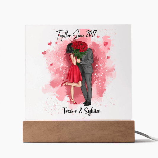 Custom Square Acrylic Plaque with LED Light – Perfect Valentine's Day Gift for Him & Her, Valentine Day Gift For Couples - Eshaarya