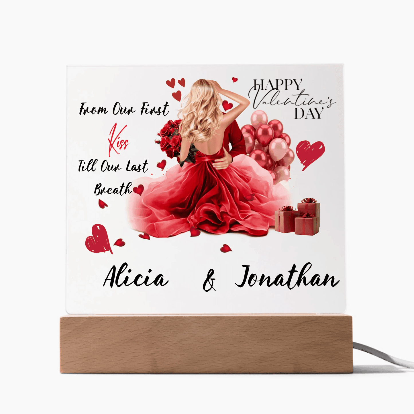 Personalized Square Plaque – A Romantic Valentine's Day or Anniversary Gift, Gift For Her, Gift For Couples - Eshaarya