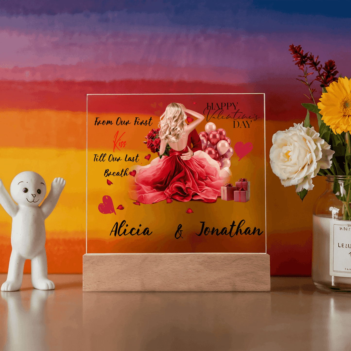 Personalized Square Plaque – A Romantic Valentine's Day or Anniversary Gift, Gift For Her, Gift For Couples - Eshaarya