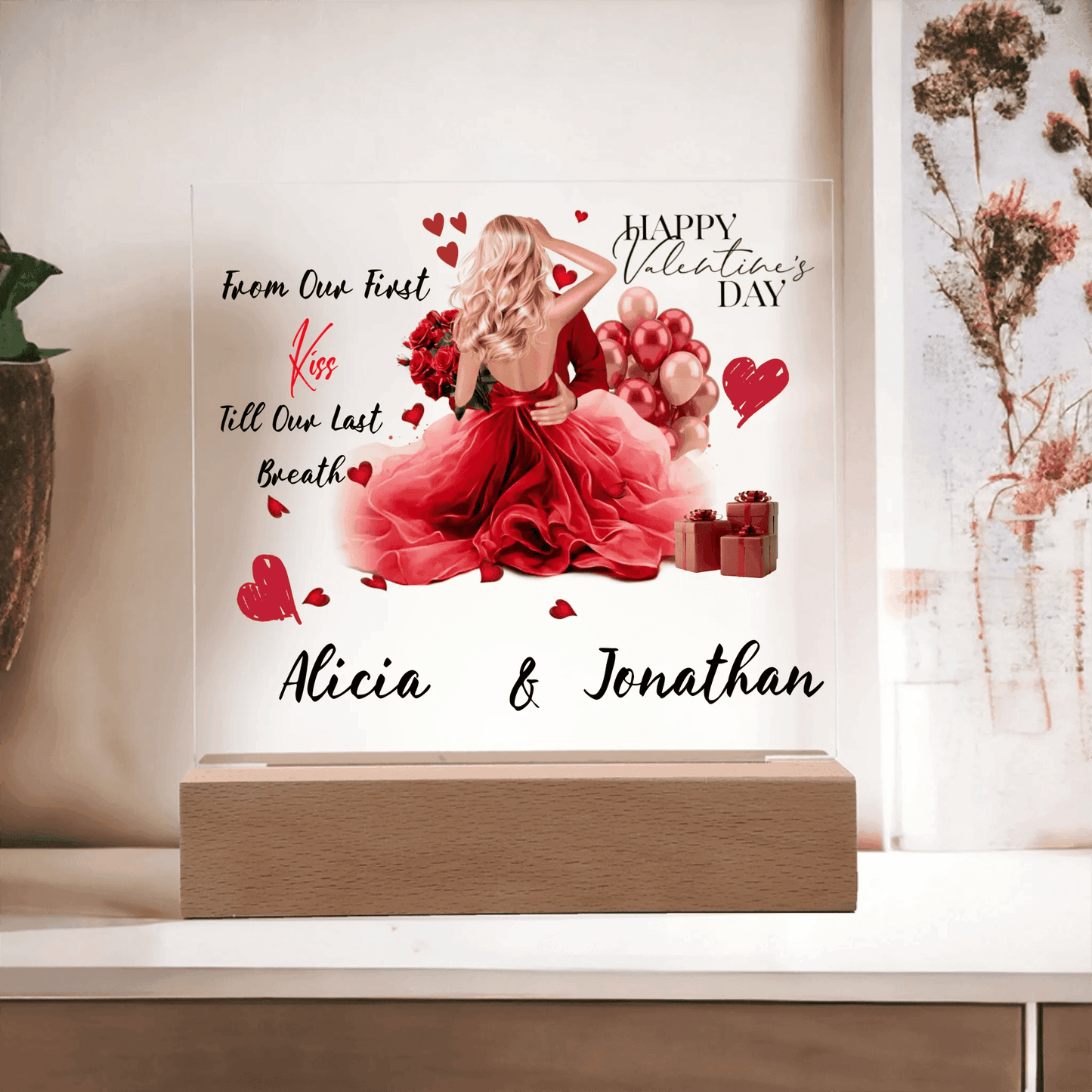 Personalized Square Plaque – A Romantic Valentine's Day or Anniversary Gift, Gift For Her, Gift For Couples - Eshaarya