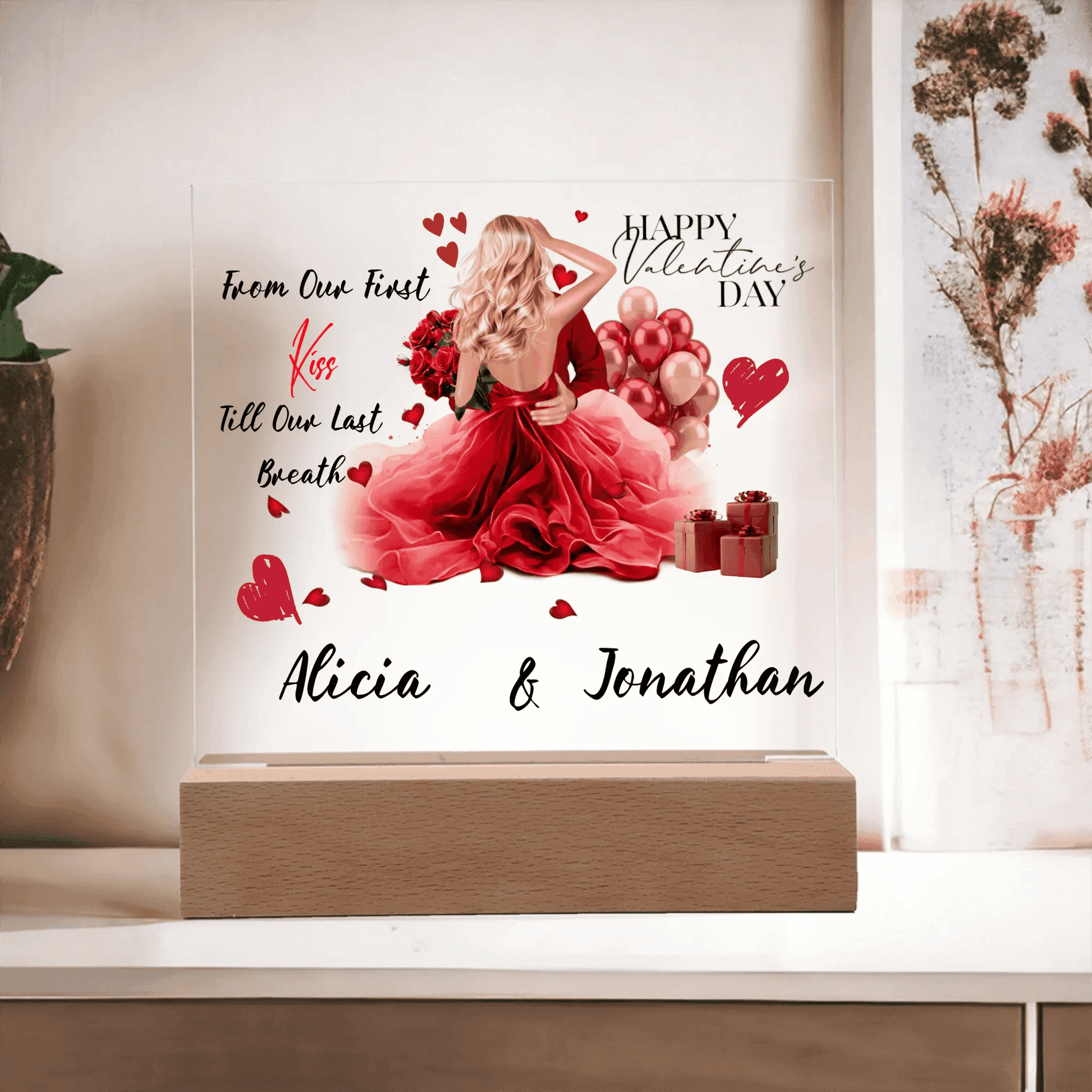 Personalized Square Plaque – A Romantic Valentine's Day or Anniversary Gift, Gift For Her, Gift For Couples - Eshaarya