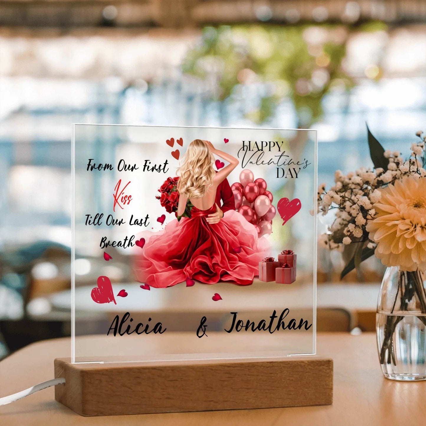Personalized Square Plaque – A Romantic Valentine's Day or Anniversary Gift, Gift For Her, Gift For Couples - Eshaarya