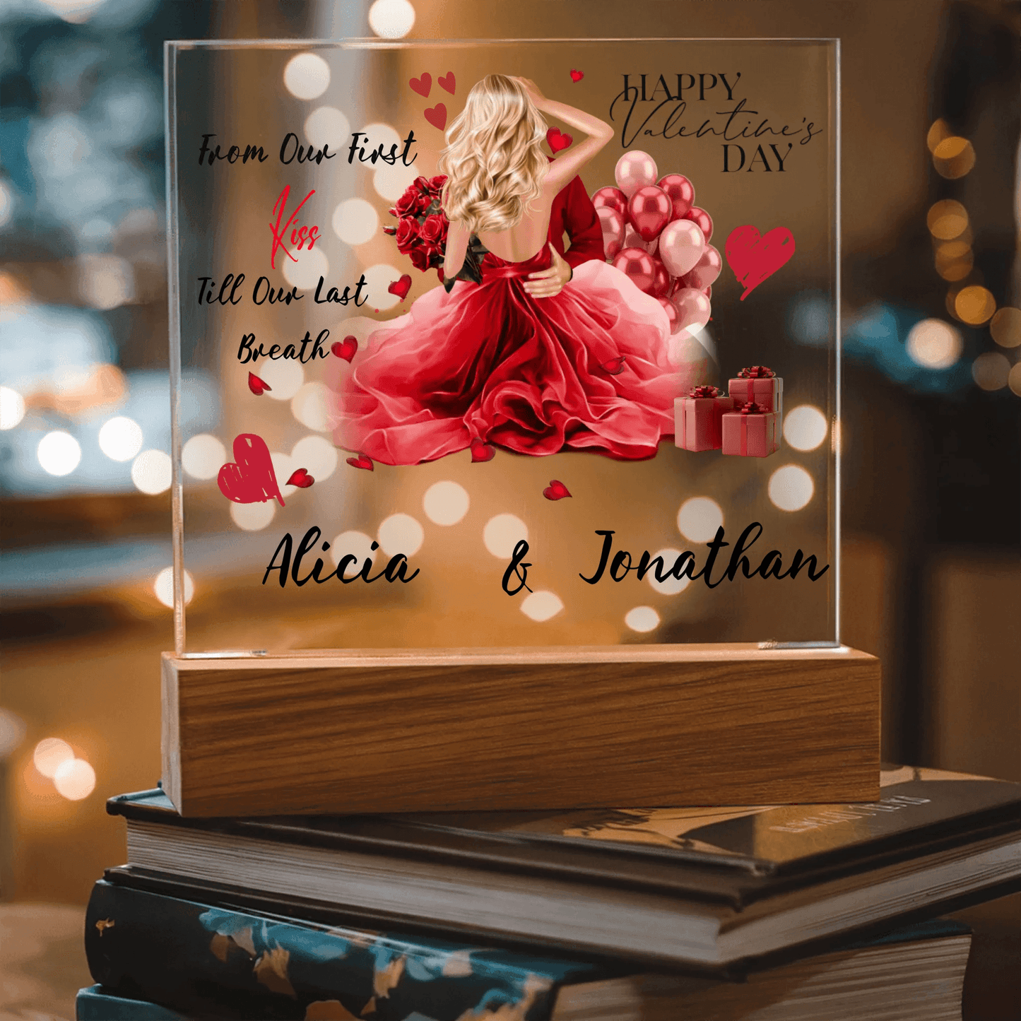 Personalized Square Plaque – A Romantic Valentine's Day or Anniversary Gift, Gift For Her, Gift For Couples - Eshaarya