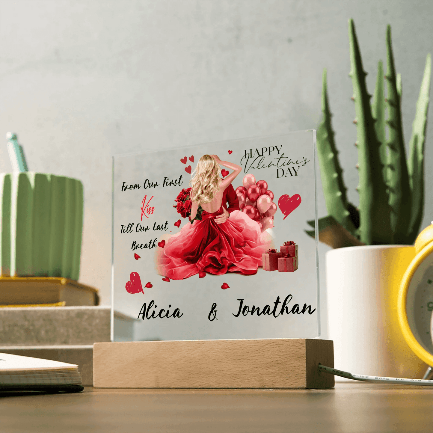 Personalized Square Plaque – A Romantic Valentine's Day or Anniversary Gift, Gift For Her, Gift For Couples - Eshaarya