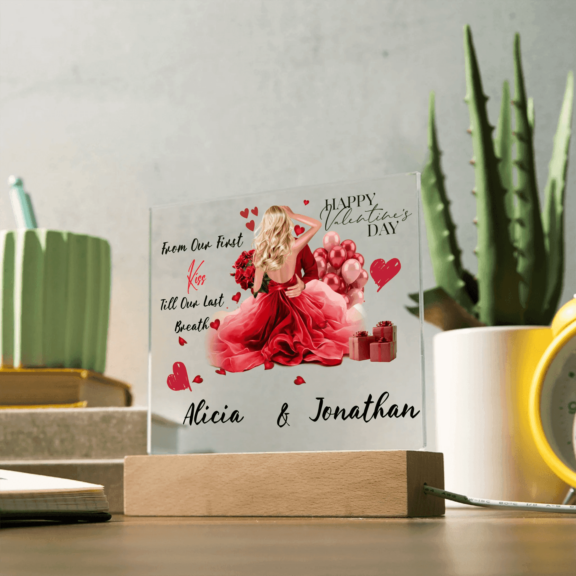 Personalized Square Plaque – A Romantic Valentine's Day or Anniversary Gift, Gift For Her, Gift For Couples - Eshaarya
