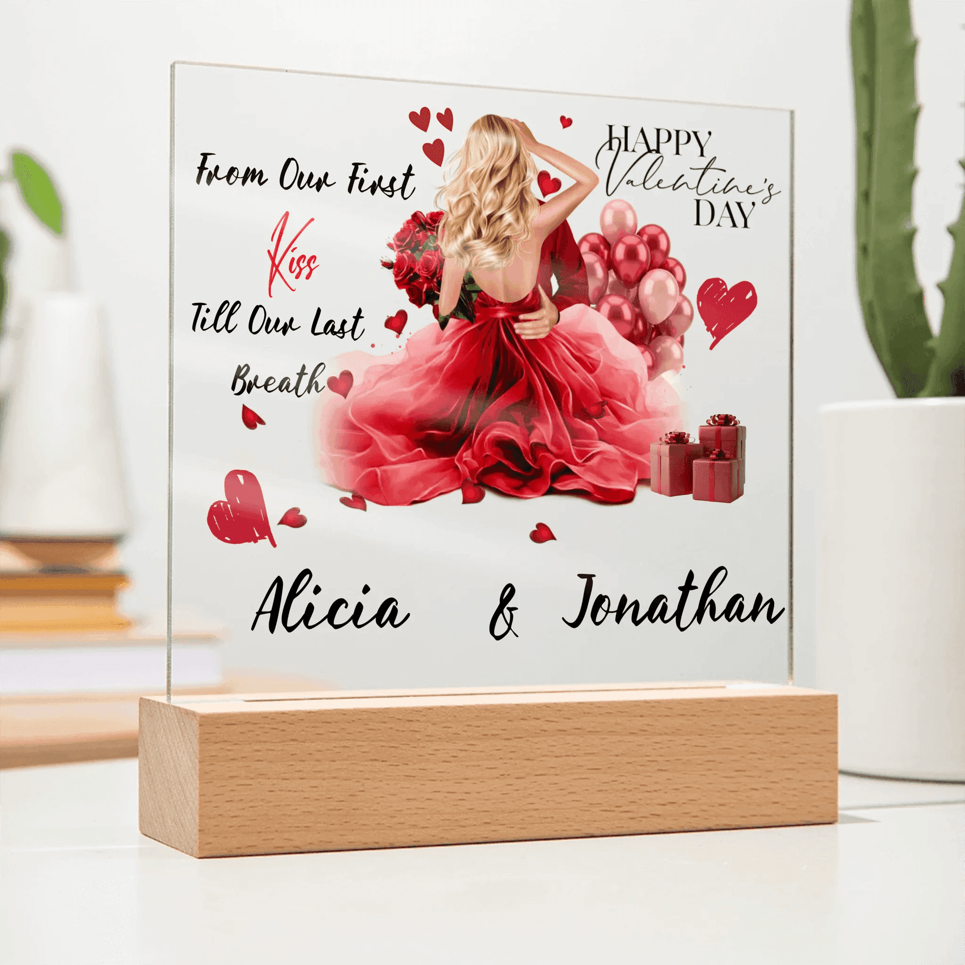 Personalized Square Plaque – A Romantic Valentine's Day or Anniversary Gift, Gift For Her, Gift For Couples - Eshaarya