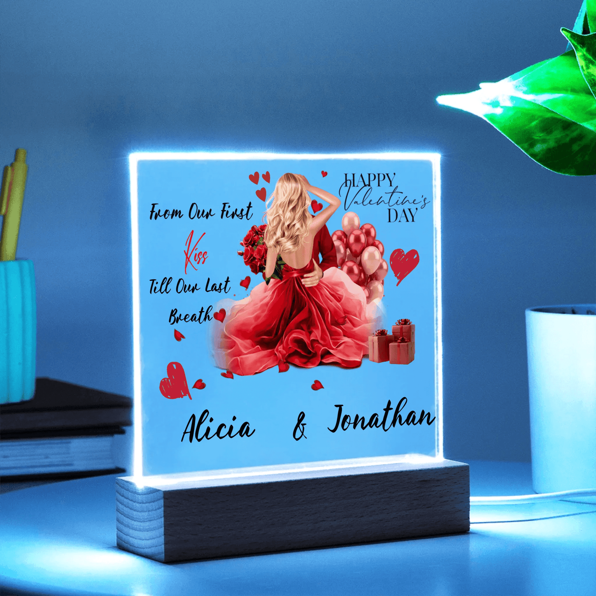 Personalized Square Plaque – A Romantic Valentine's Day or Anniversary Gift, Gift For Her, Gift For Couples - Eshaarya