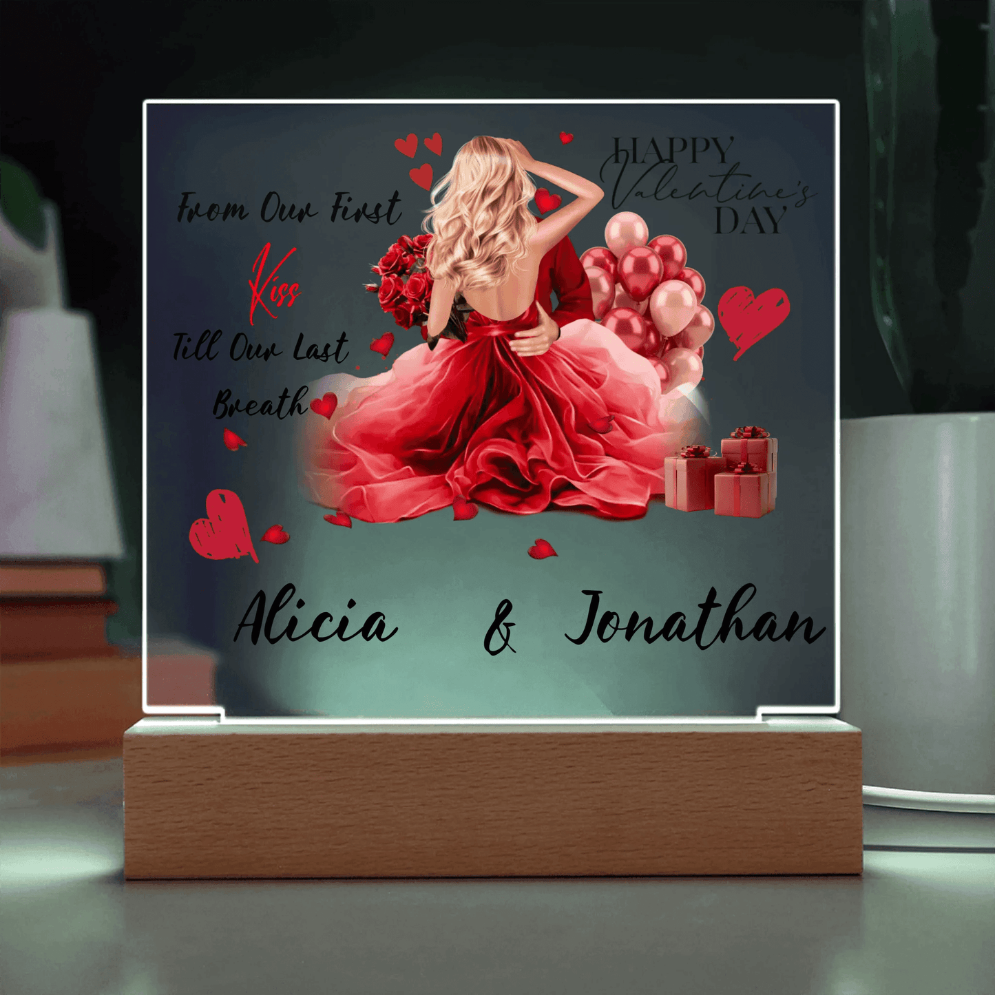 Personalized Square Plaque – A Romantic Valentine's Day or Anniversary Gift, Gift For Her, Gift For Couples - Eshaarya