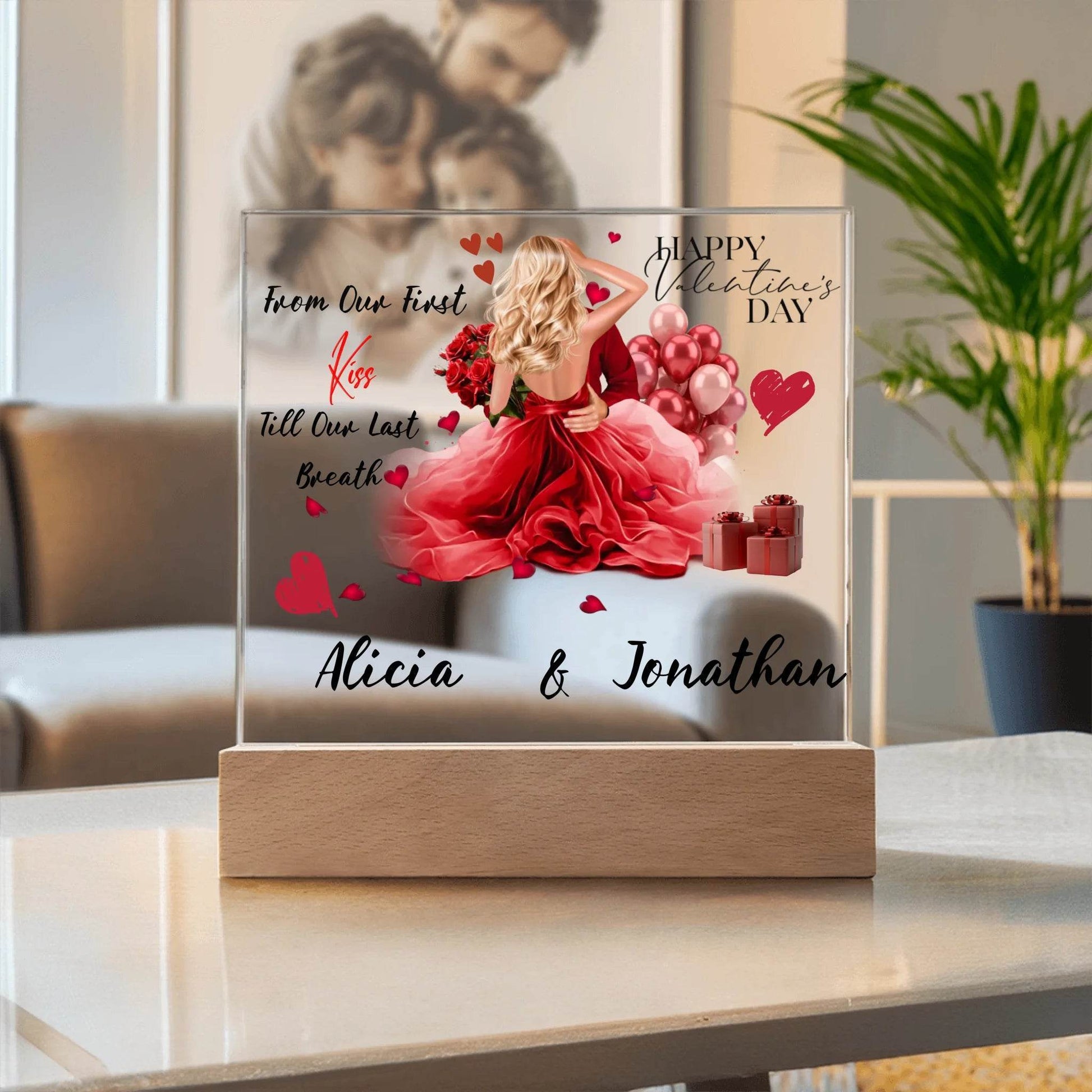 Personalized Square Plaque – A Romantic Valentine's Day or Anniversary Gift, Gift For Her, Gift For Couples - Eshaarya