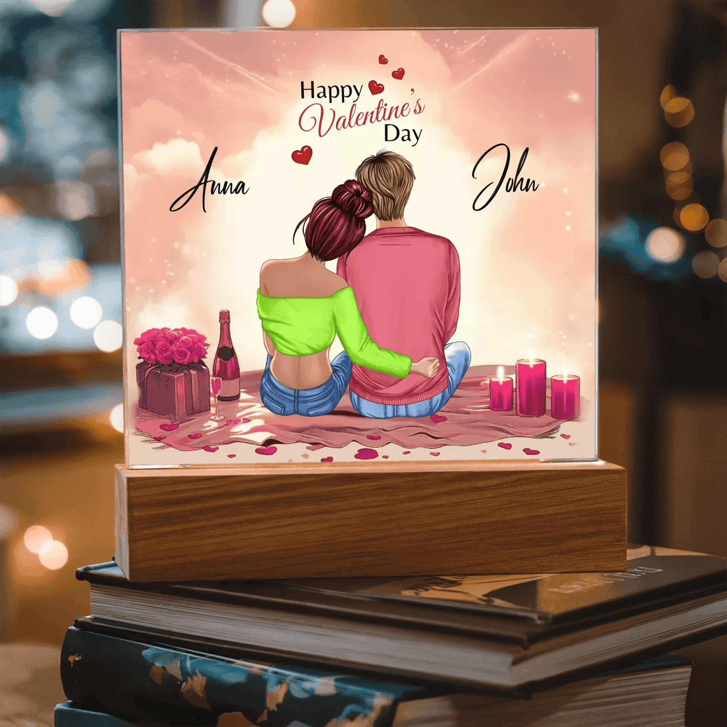 Personalized Romantic Acrylic Plaque – A Timeless Valentine’s Day Gift! - Gift for Couples, Gift For Her, Gift for Wife, Gift for Girlfriend. - Eshaarya