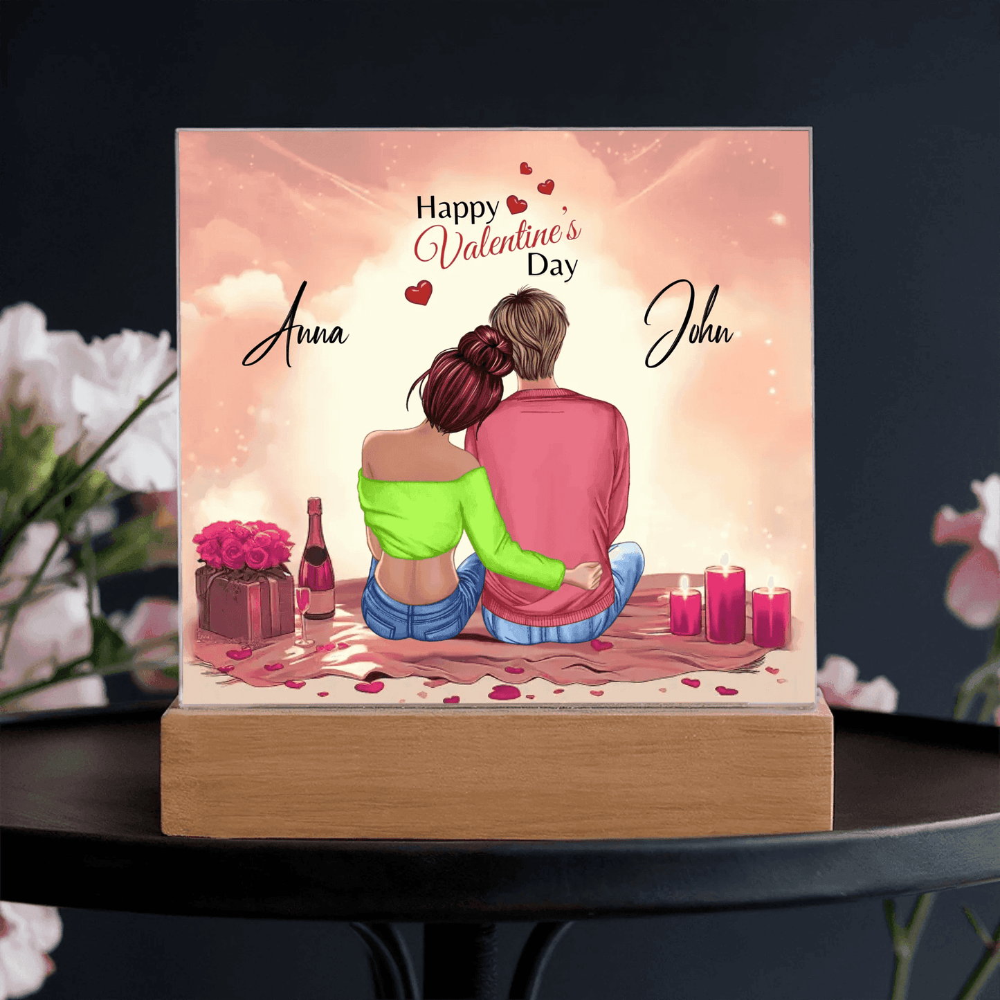 Personalized Romantic Acrylic Plaque – A Timeless Valentine’s Day Gift! - Gift for Couples, Gift For Her, Gift for Wife, Gift for Girlfriend. - Eshaarya