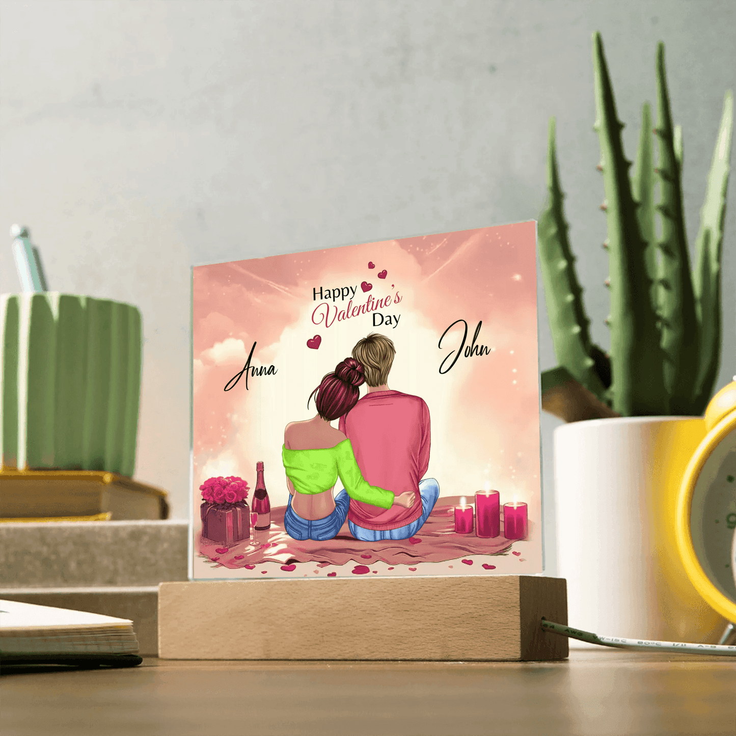 Personalized Romantic Acrylic Plaque – A Timeless Valentine’s Day Gift! - Gift for Couples, Gift For Her, Gift for Wife, Gift for Girlfriend. - Eshaarya