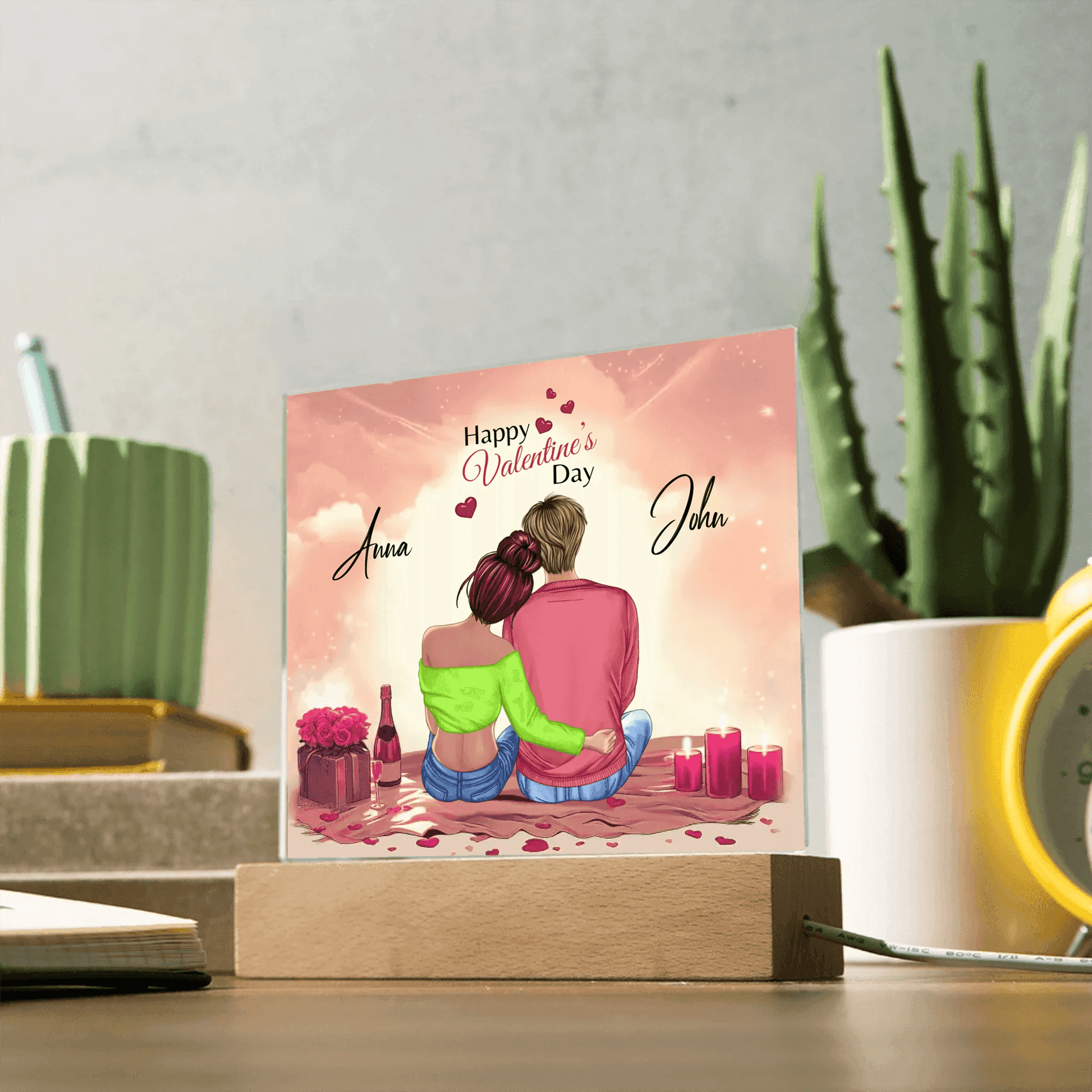 Personalized Romantic Acrylic Plaque – A Timeless Valentine’s Day Gift! - Gift for Couples, Gift For Her, Gift for Wife, Gift for Girlfriend. - Eshaarya