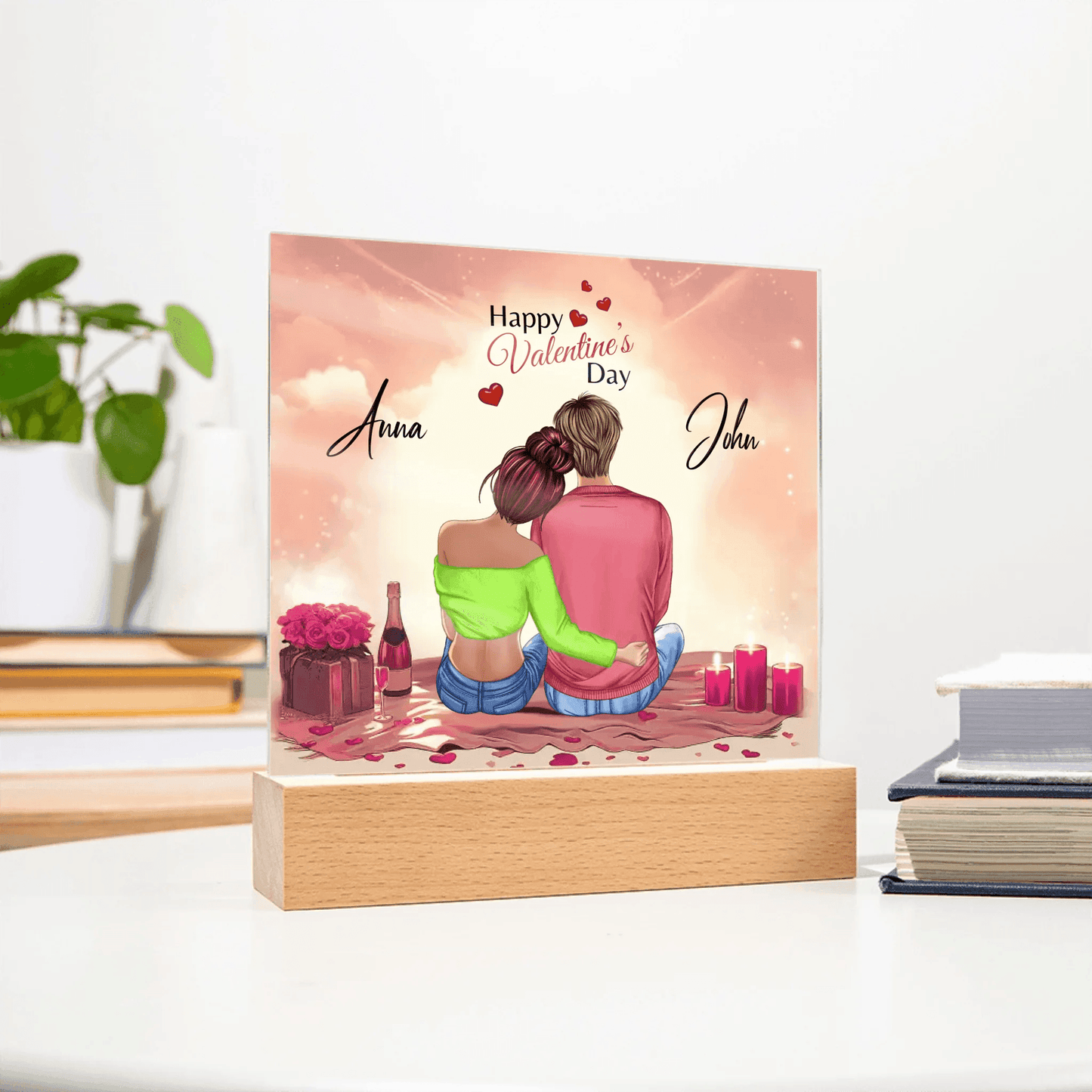 Personalized Romantic Acrylic Plaque – A Timeless Valentine’s Day Gift! - Gift for Couples, Gift For Her, Gift for Wife, Gift for Girlfriend. - Eshaarya