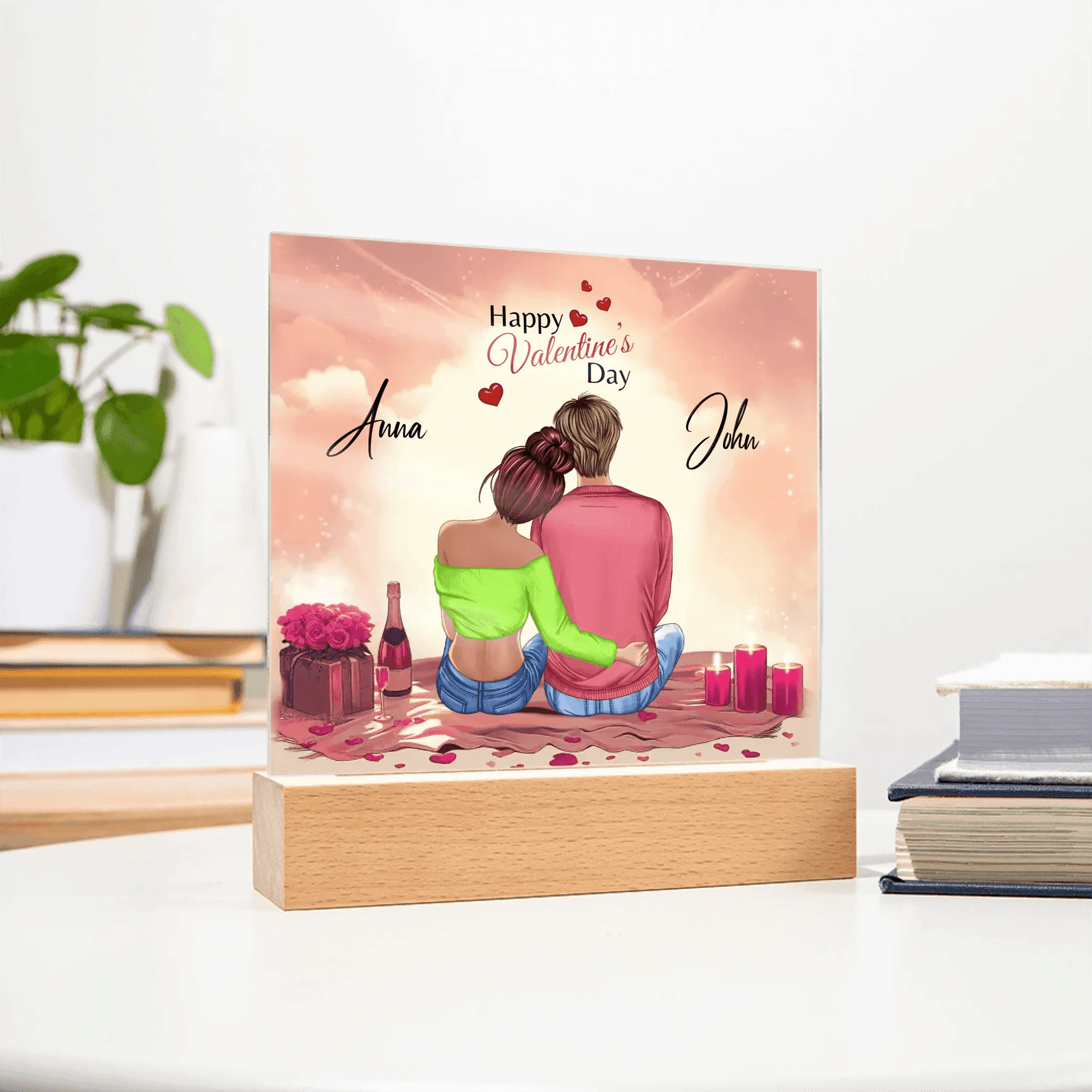 Personalized Romantic Acrylic Plaque – A Timeless Valentine’s Day Gift! - Gift for Couples, Gift For Her, Gift for Wife, Gift for Girlfriend. - Eshaarya