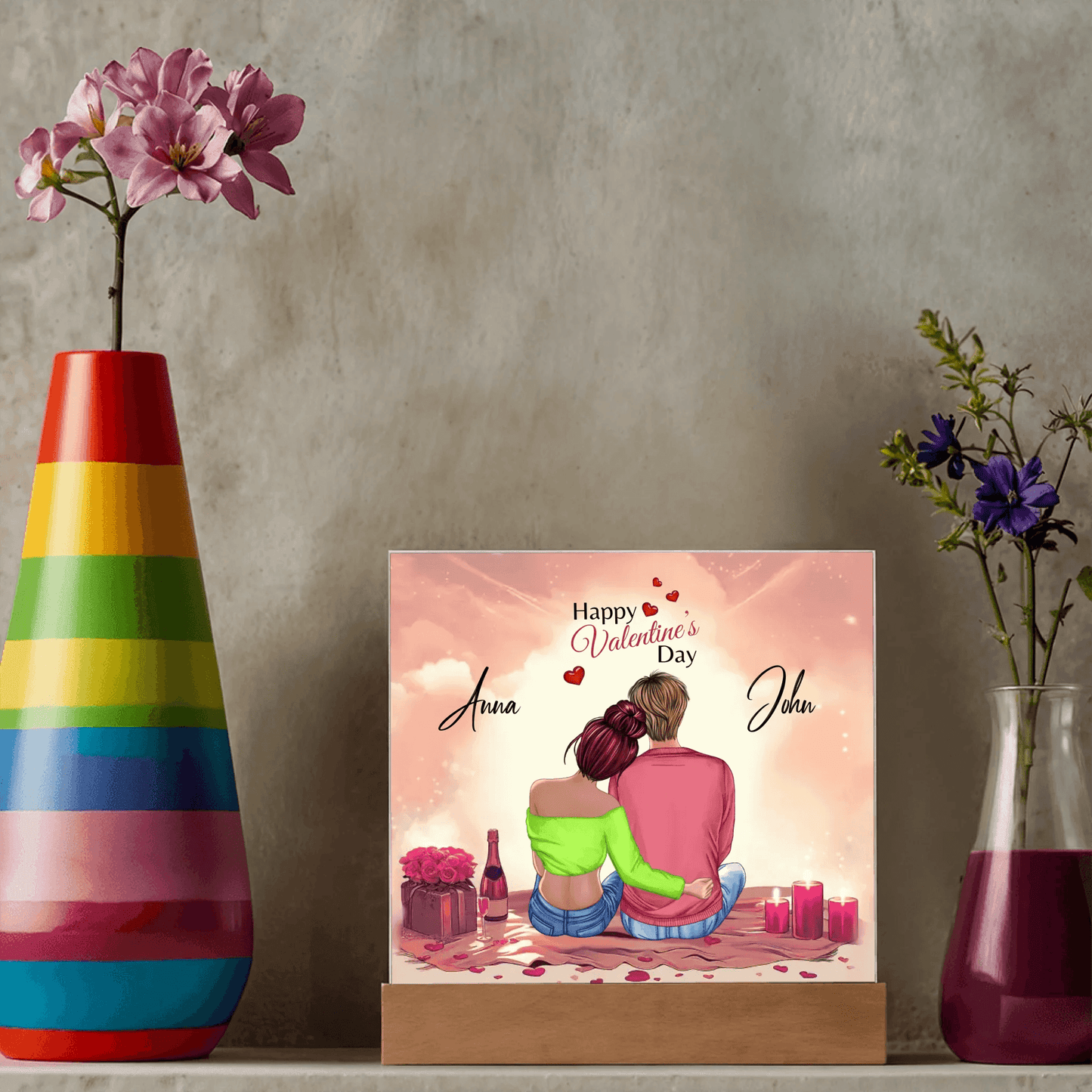 Personalized Romantic Acrylic Plaque – A Timeless Valentine’s Day Gift! - Gift for Couples, Gift For Her, Gift for Wife, Gift for Girlfriend. - Eshaarya