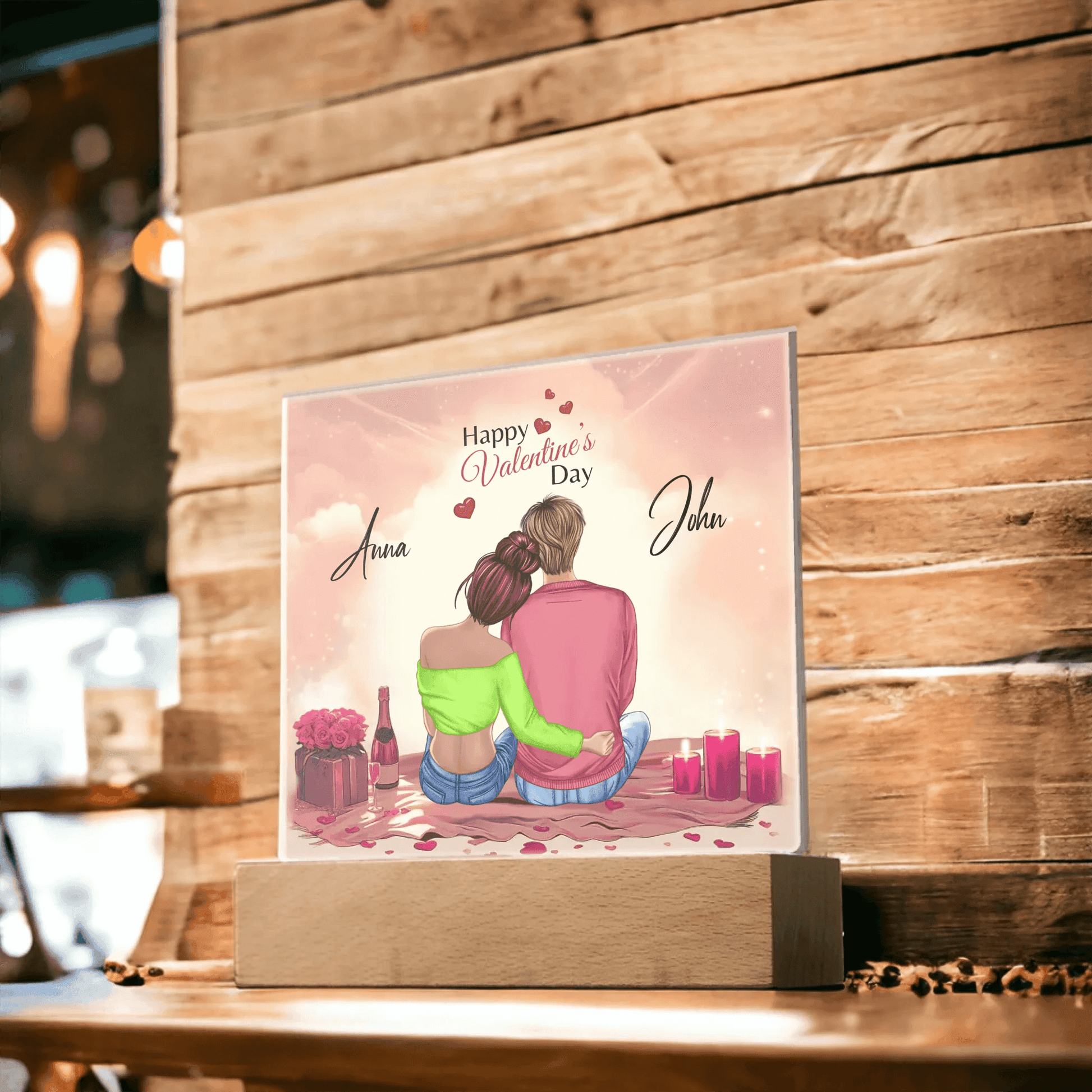 Personalized Romantic Acrylic Plaque – A Timeless Valentine’s Day Gift! - Gift for Couples, Gift For Her, Gift for Wife, Gift for Girlfriend. - Eshaarya