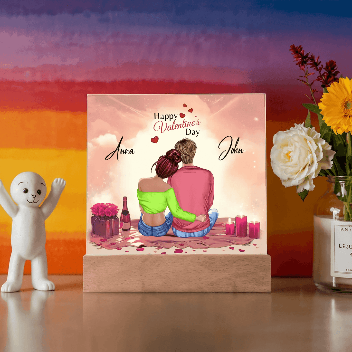 Personalized Romantic Acrylic Plaque – A Timeless Valentine’s Day Gift! - Gift for Couples, Gift For Her, Gift for Wife, Gift for Girlfriend. - Eshaarya