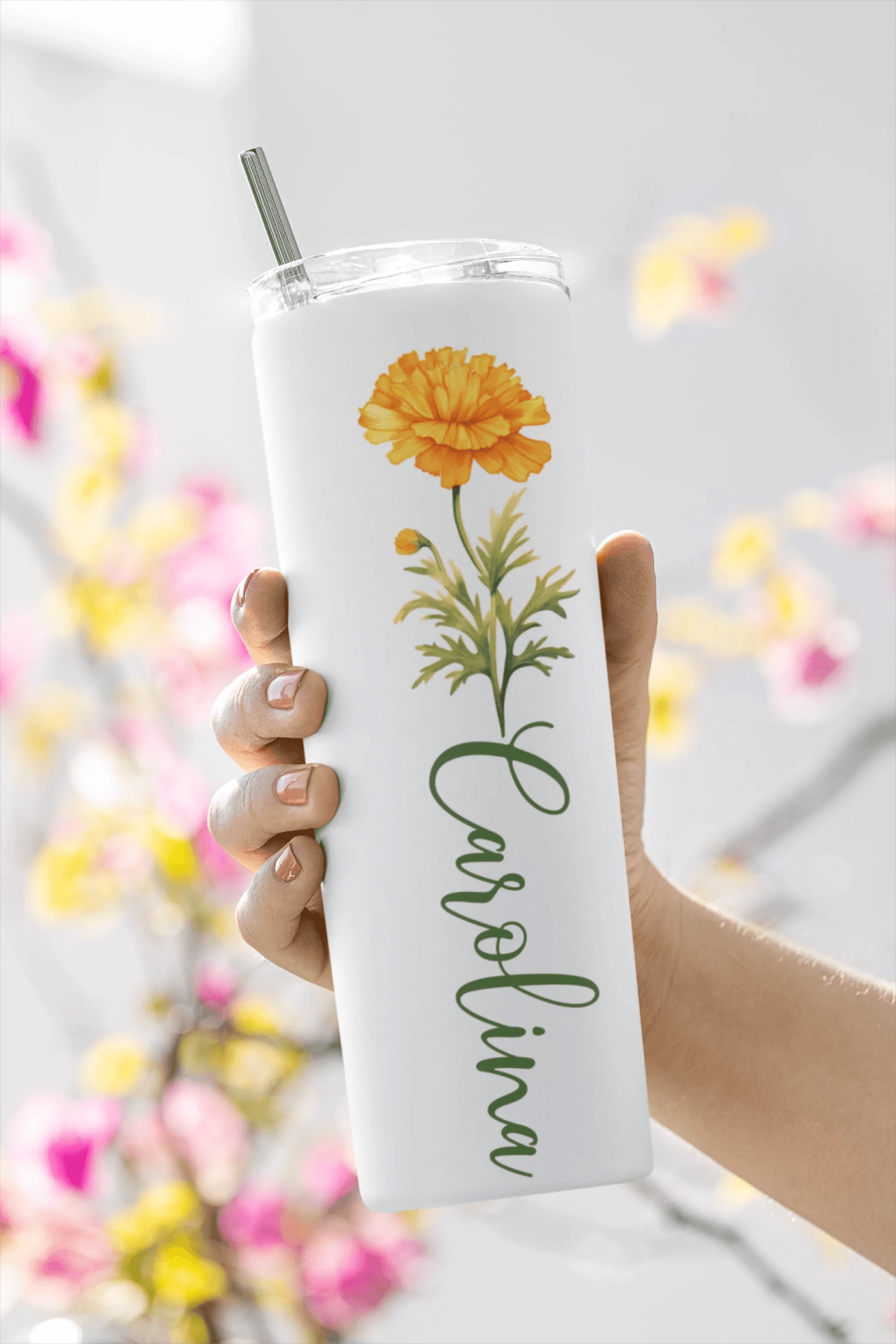 Custom Birth Flower Tumbler - Gift for Her, Bridesmaids, Mother's Day, and Birthdays - Eshaarya
