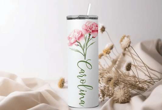 Custom Birth Flower Tumbler - Gift for Her, Bridesmaids, Mother's Day, and Birthdays - Eshaarya