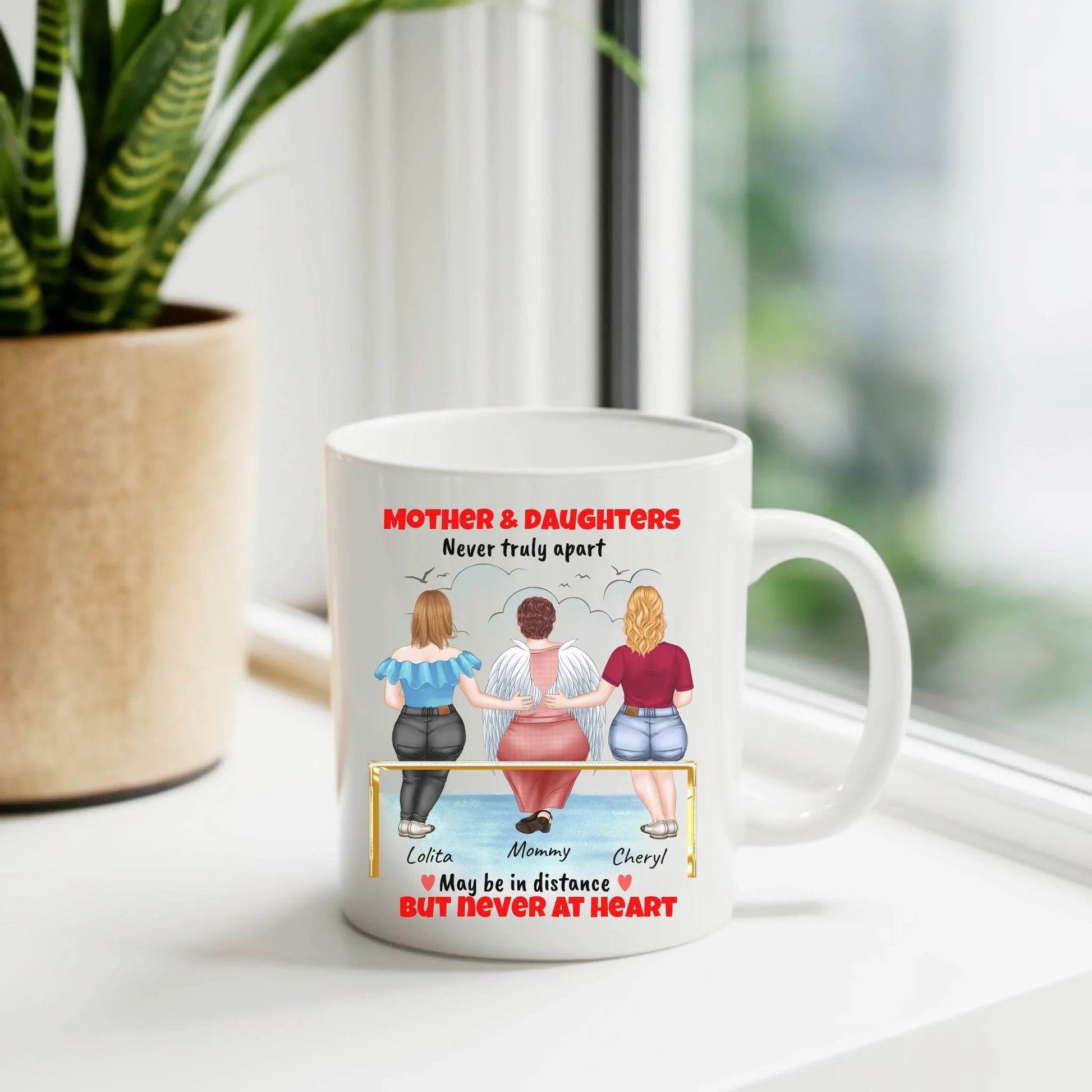 Personalized Mug for Mother and Daughters - Never Truly Apart may be in distance but never at heart + Perfect Gift for Mother's Day or Family Bonding - Eshaarya