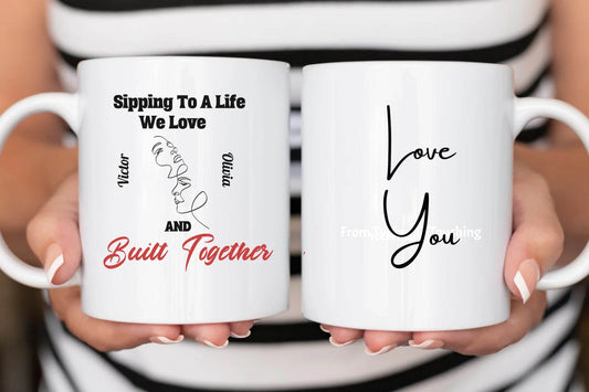 Personalized Ceramic Mug - Sipping to a Life We Love - A Perfect Birthday and Anniversary Gift to Surprise your Partner - Eshaarya
