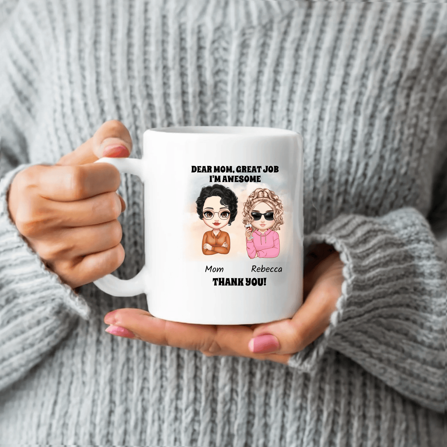 Personalized Mug for Mothers – Dear Mom, Great Job, We Are Awesome – Perfect Gift for Mother’s Day, Birthdays, and Appreciation - Eshaarya