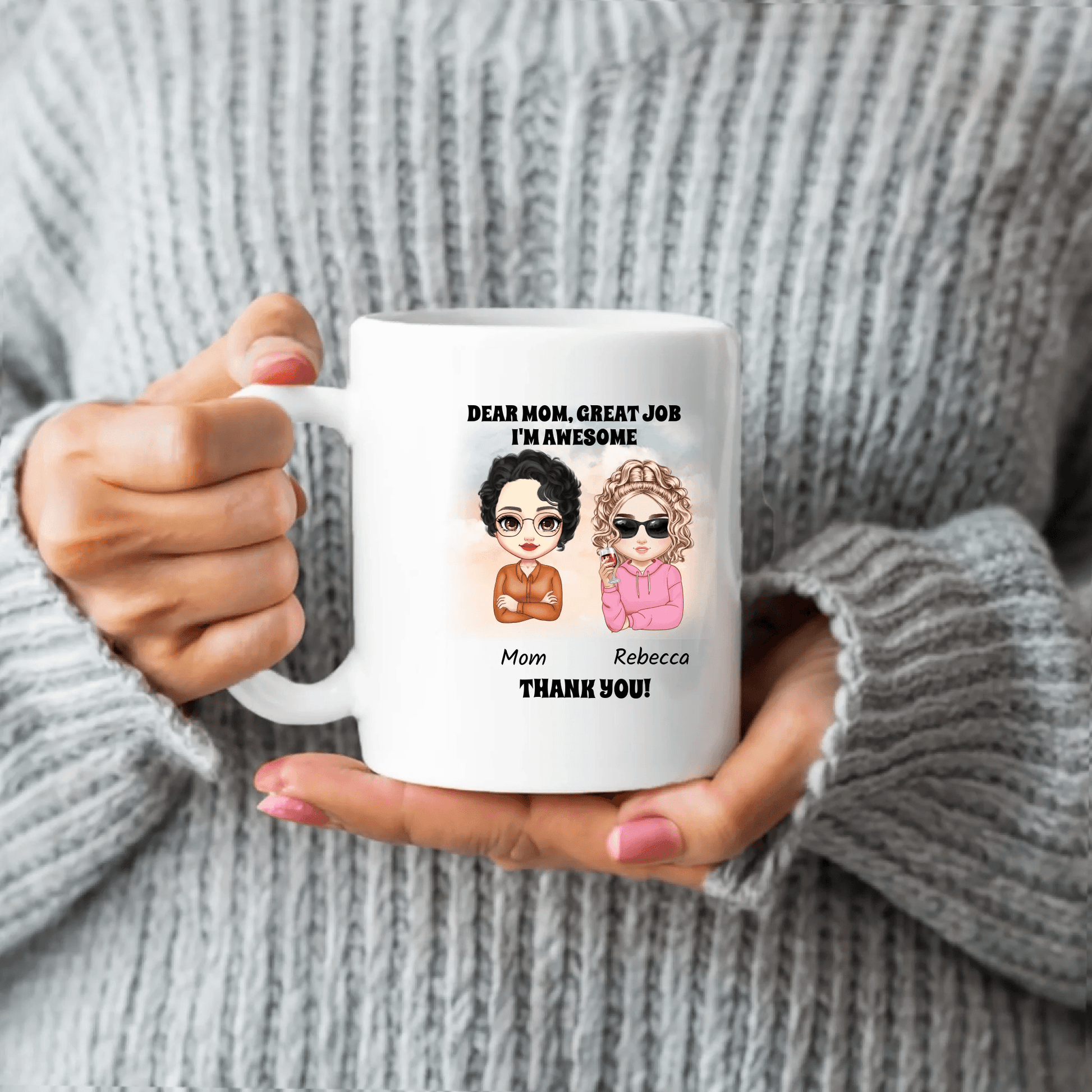 Personalized Mug for Mothers – Dear Mom, Great Job, We Are Awesome – Perfect Gift for Mother’s Day, Birthdays, and Appreciation - Eshaarya