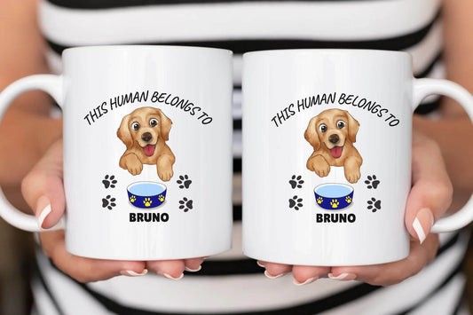 Personalized Dog Lover Mug – This Human Belongs to - Paw-some gift for Dog Lovers - Eshaarya