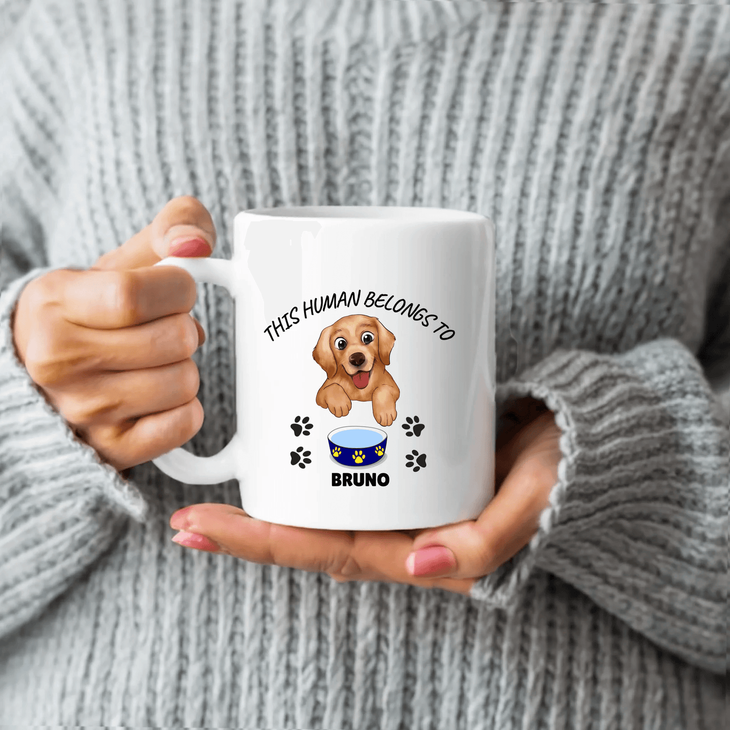 Personalized Dog Lover Mug – This Human Belongs to - Paw-some gift for Dog Lovers - Eshaarya