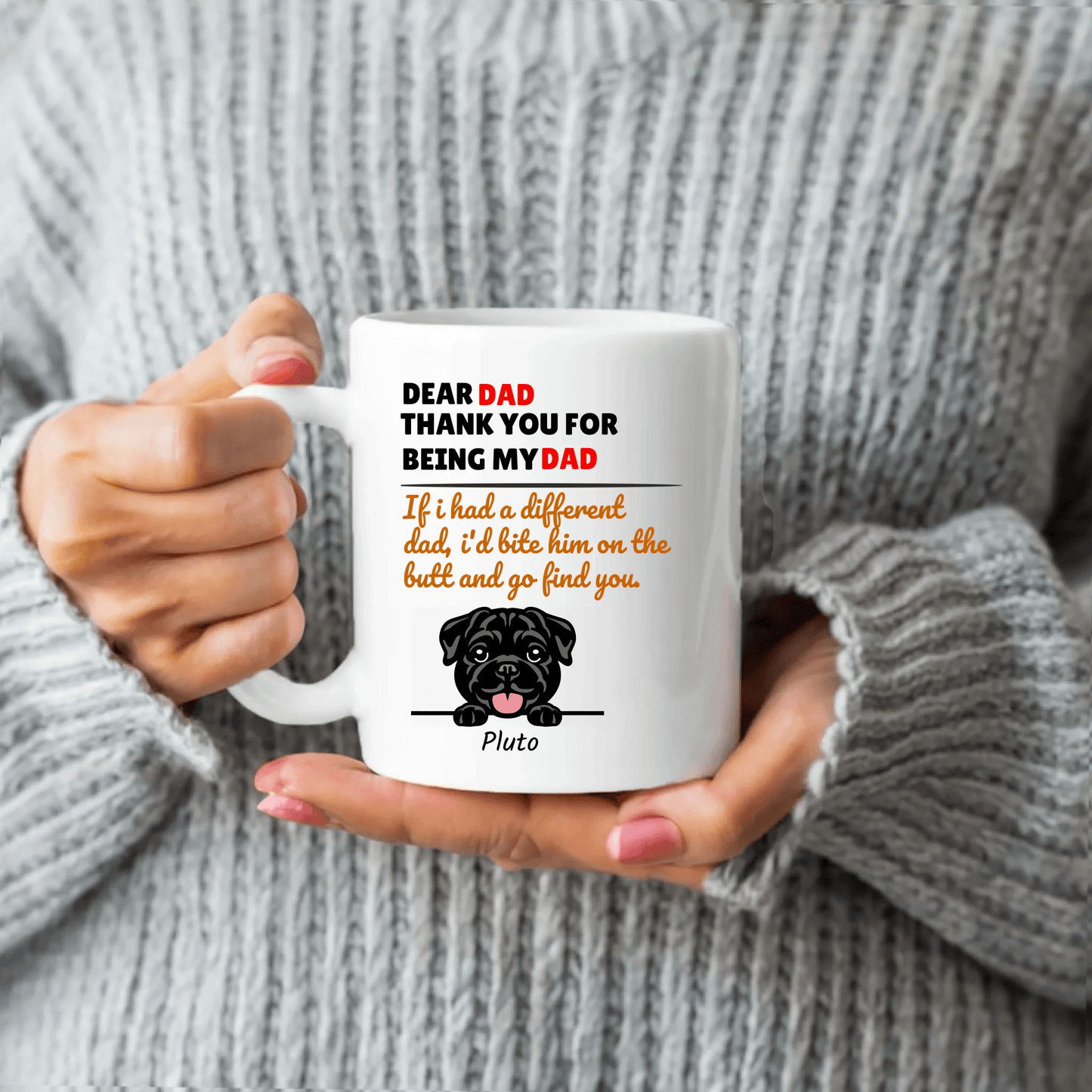 Personalized ceramic Mug for Dog Dad and Dog Mom: Perfect Gift For Dog Lovers - Thank You For Being My Dad/Mom - Eshaarya