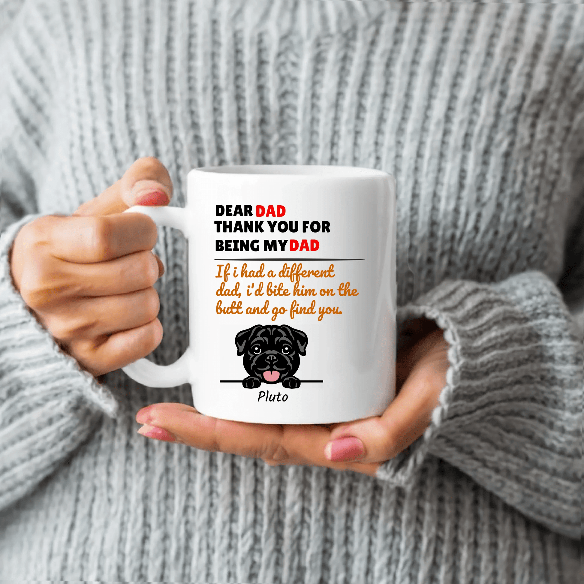 Personalized ceramic Mug for Dog Dad and Dog Mom: Perfect Gift For Dog Lovers - Thank You For Being My Dad/Mom - Eshaarya