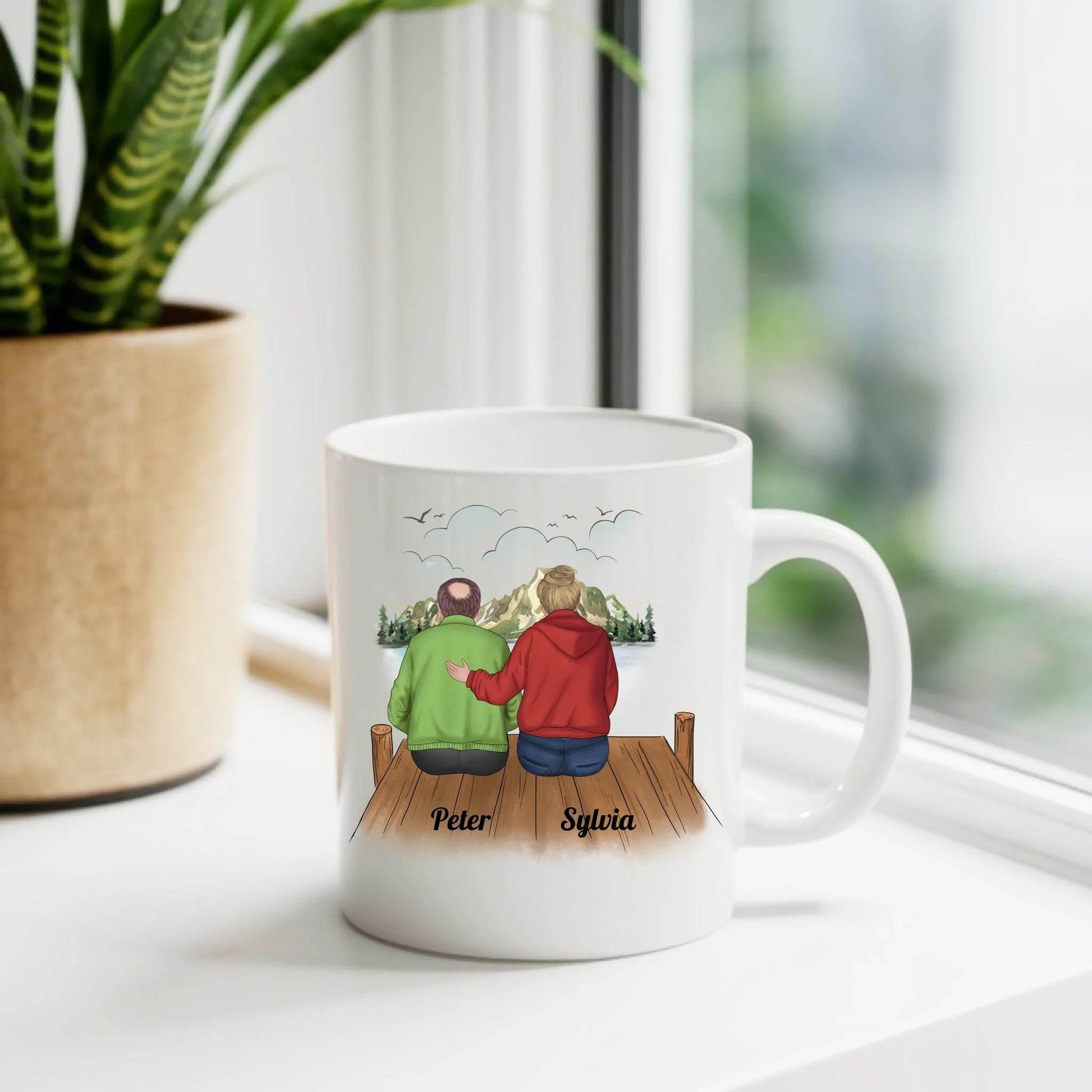 Custom Ceramic Mug with Heartwarming Print of Elderly Couple and Dog – Perfect Gift for Coffee and Tea Lovers - Eshaarya