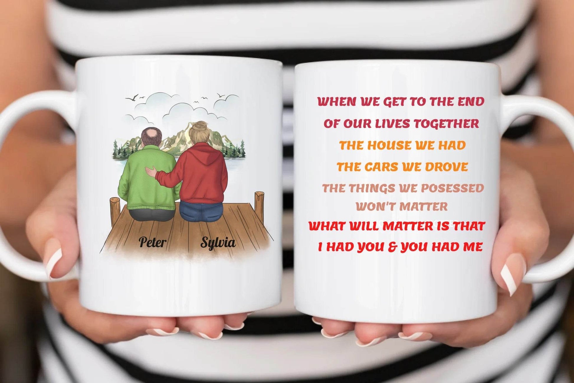 Custom Ceramic Mug with Heartwarming Print of Elderly Couple and Dog – Perfect Gift for Coffee and Tea Lovers - Eshaarya