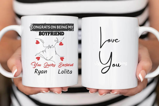 Personalized Ceramic Mug - Congrats On Being My Friend Line Art - Gift for Couples for a Special Occasion - Eshaarya