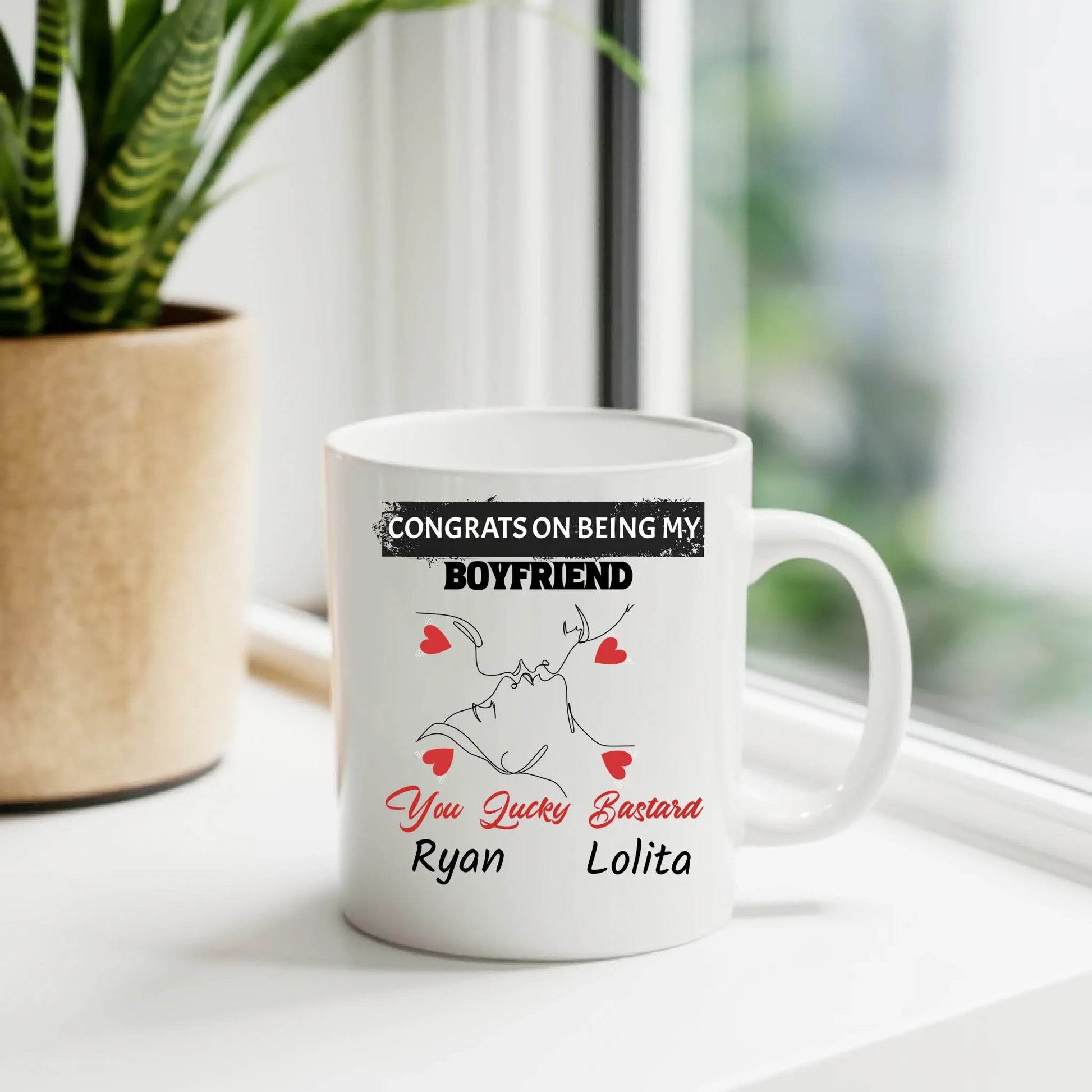 Personalized Ceramic Mug - Congrats On Being My Friend Line Art - Gift for Couples for a Special Occasion - Eshaarya