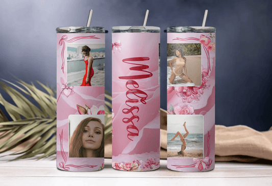 Personalized Floral Tumbler - Add your name and upload your photos, Gift for Self, Gift for Her, Gift for Peers, Gift for Friends - Eshaarya