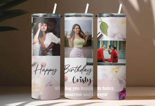 Unique Tumbler with Custom Photo & Birthday Message - Gift for her, Birthday Gift, Gift for loved ones, Gift for siblings, Gift for parents, Unique Gifts. - Eshaarya