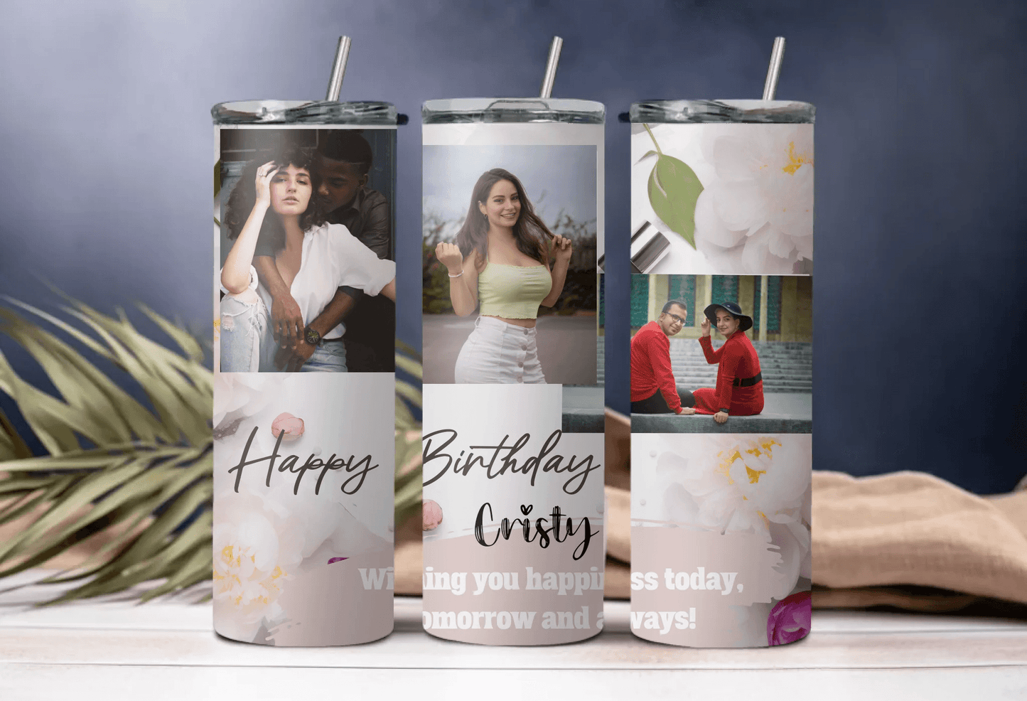 Unique Tumbler with Custom Photo & Birthday Message - Gift for her, Birthday Gift, Gift for loved ones, Gift for siblings, Gift for parents, Unique Gifts. - Eshaarya