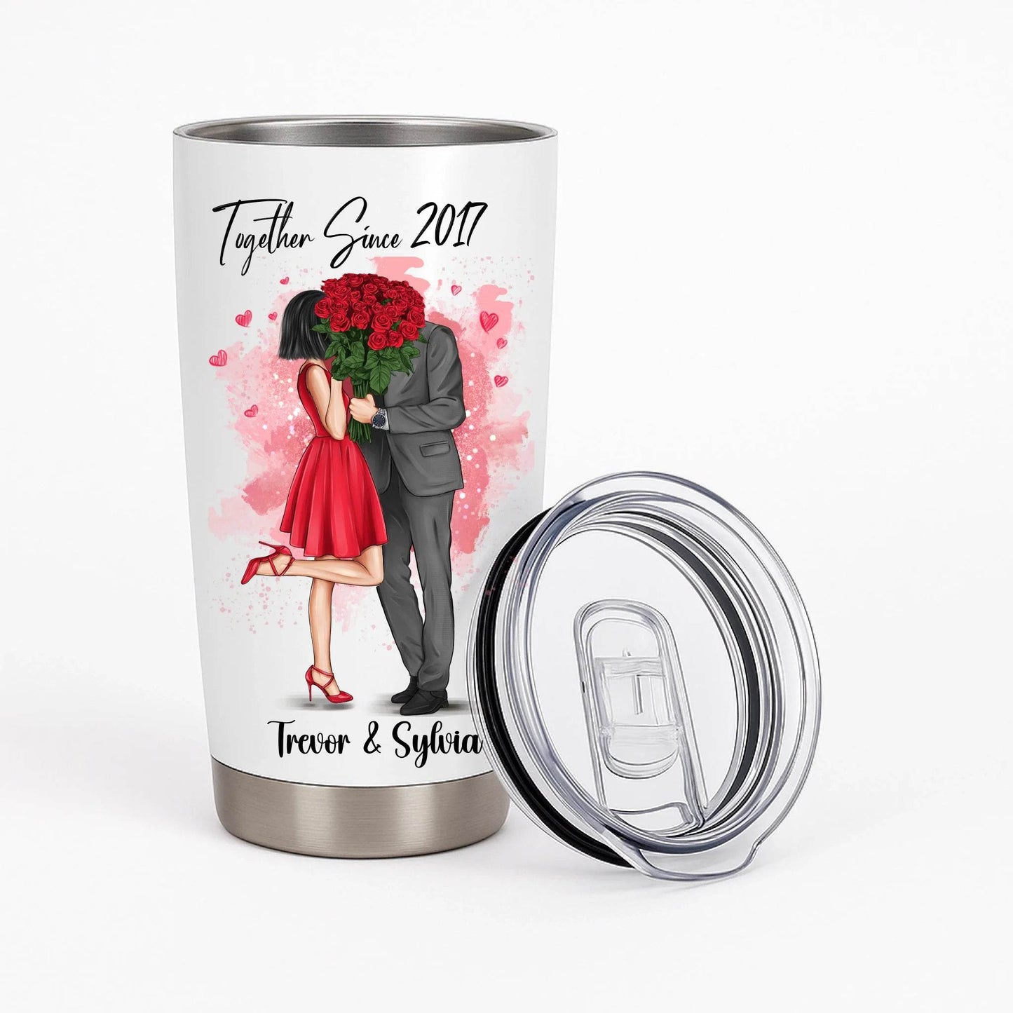 Personalized Love Couple Tumbler - Valentine Day Gift, Gift for Her, Gift For Couples, Anniversary Gift - Eshaarya