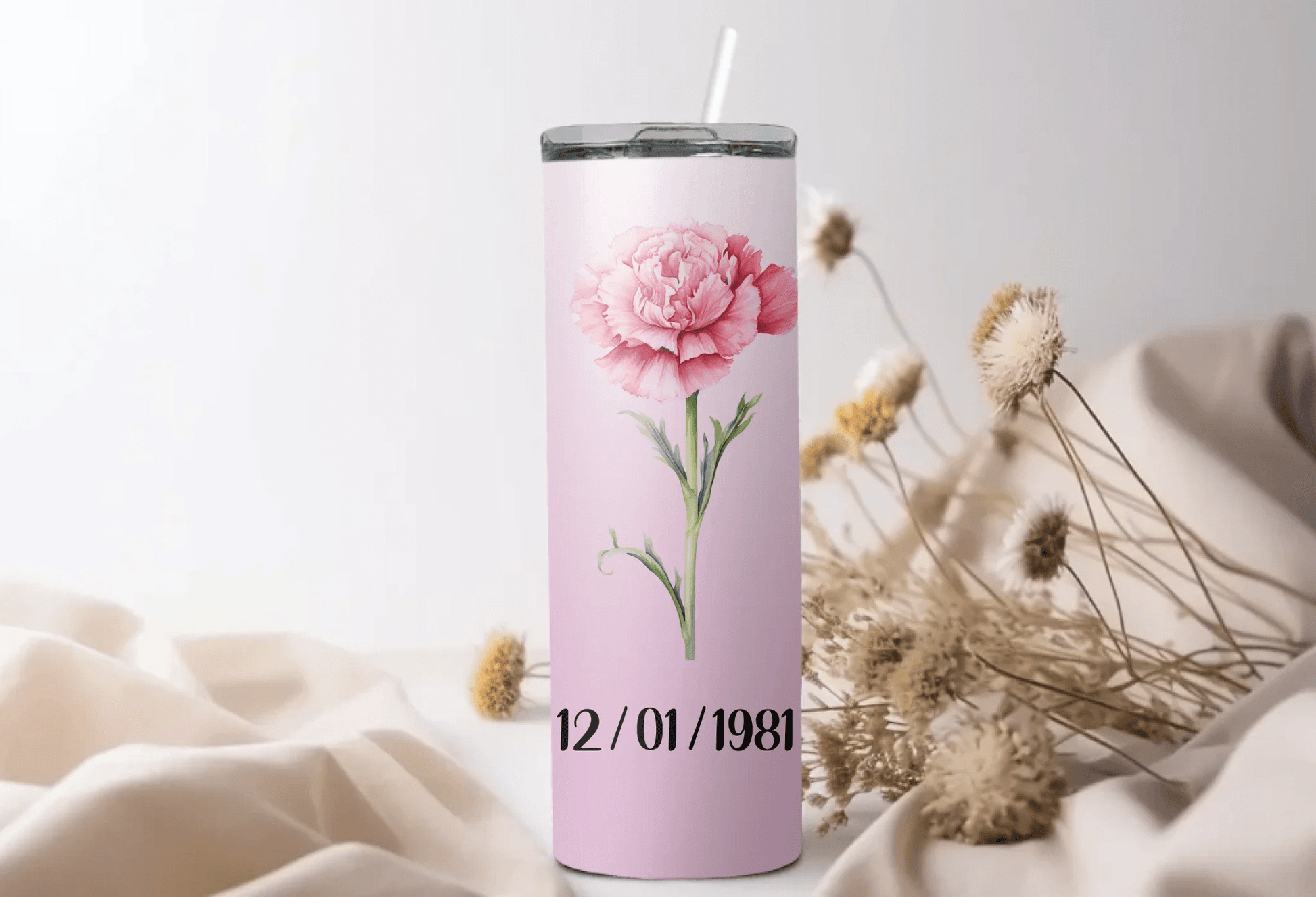 Custom Birth Month Flower Tumbler – Personalized with Name & Year for a Unique Gift - Eshaarya