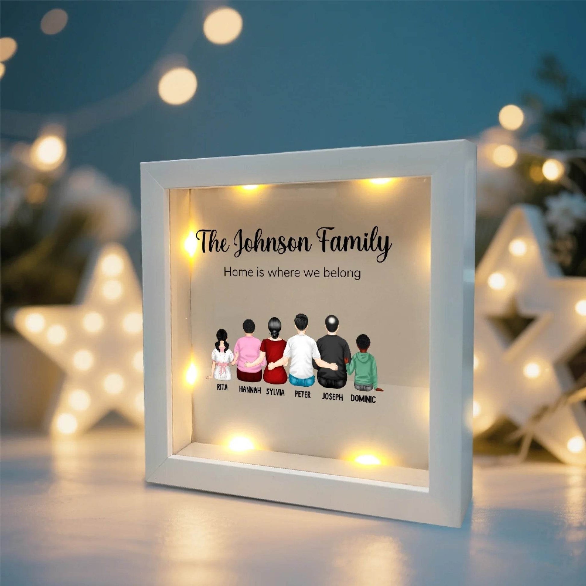 Personalized LED Family Frame – Gift For Family + Gift For Parents | Gift For Grandparents | Gift For Mom - Eshaarya