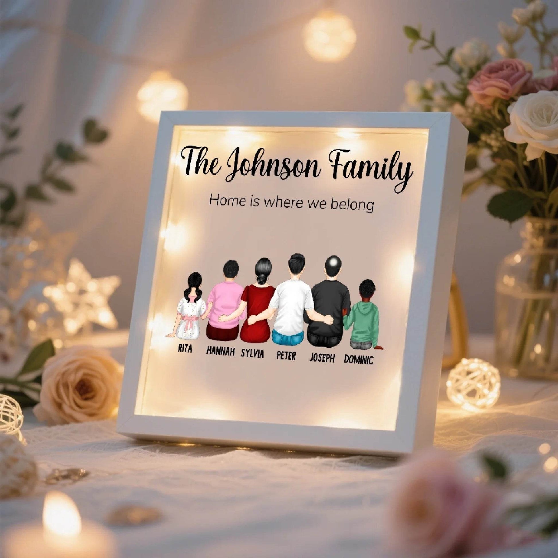 Personalized LED Family Frame – Gift For Family + Gift For Parents | Gift For Grandparents | Gift For Mom - Eshaarya