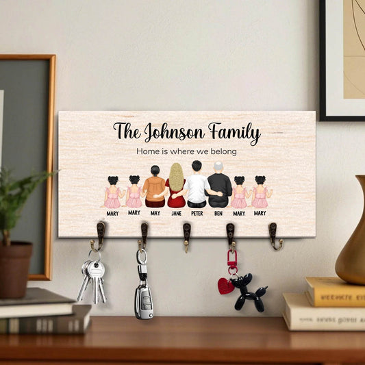 Personalized Family Key Holder | Unique Custom Housewarming Gift | Home Decor Ideas | Wall Decor - Eshaarya
