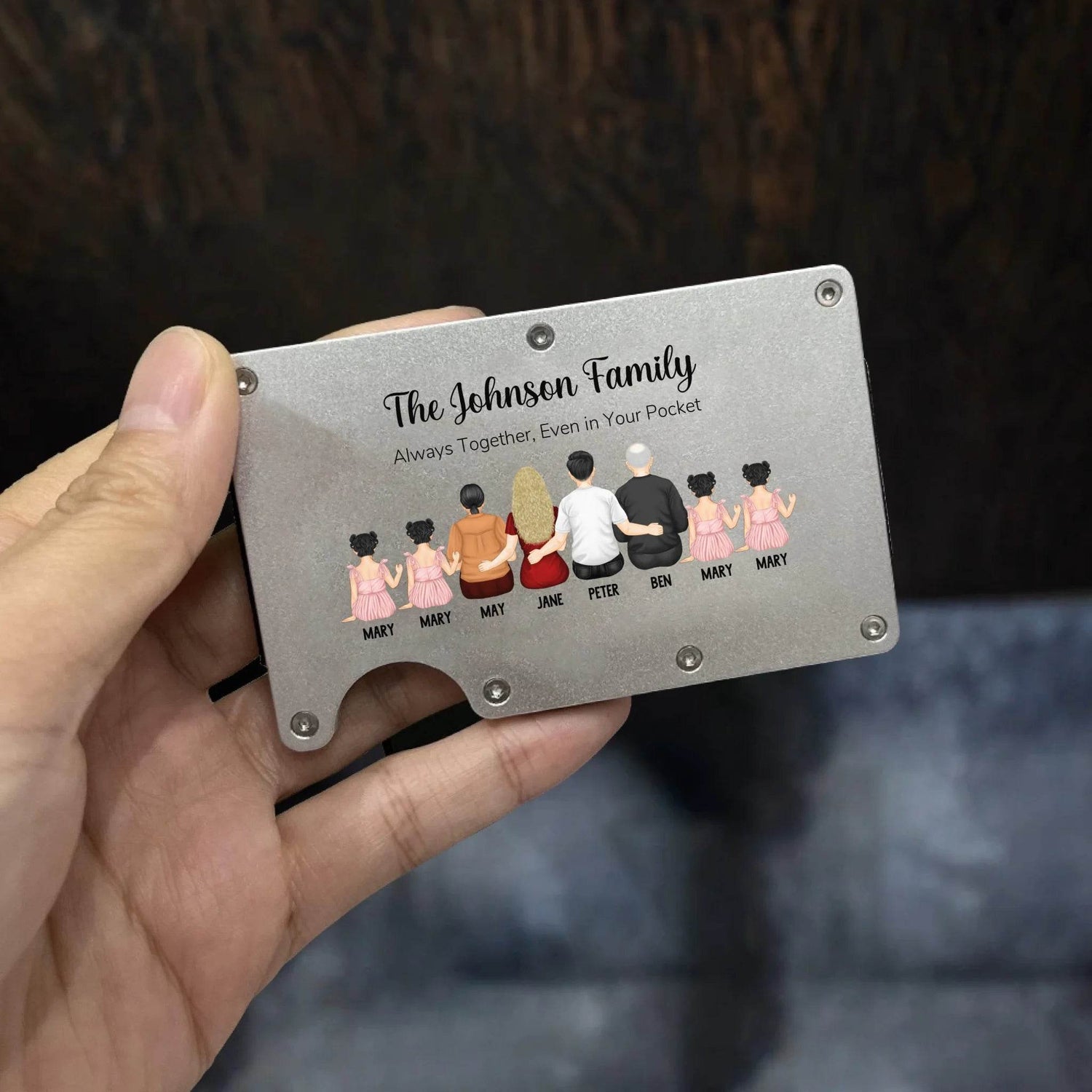 Personalized Family Portrait Metal Wallet | Unique Custom Gift for Him | Gift for Family - Eshaarya
