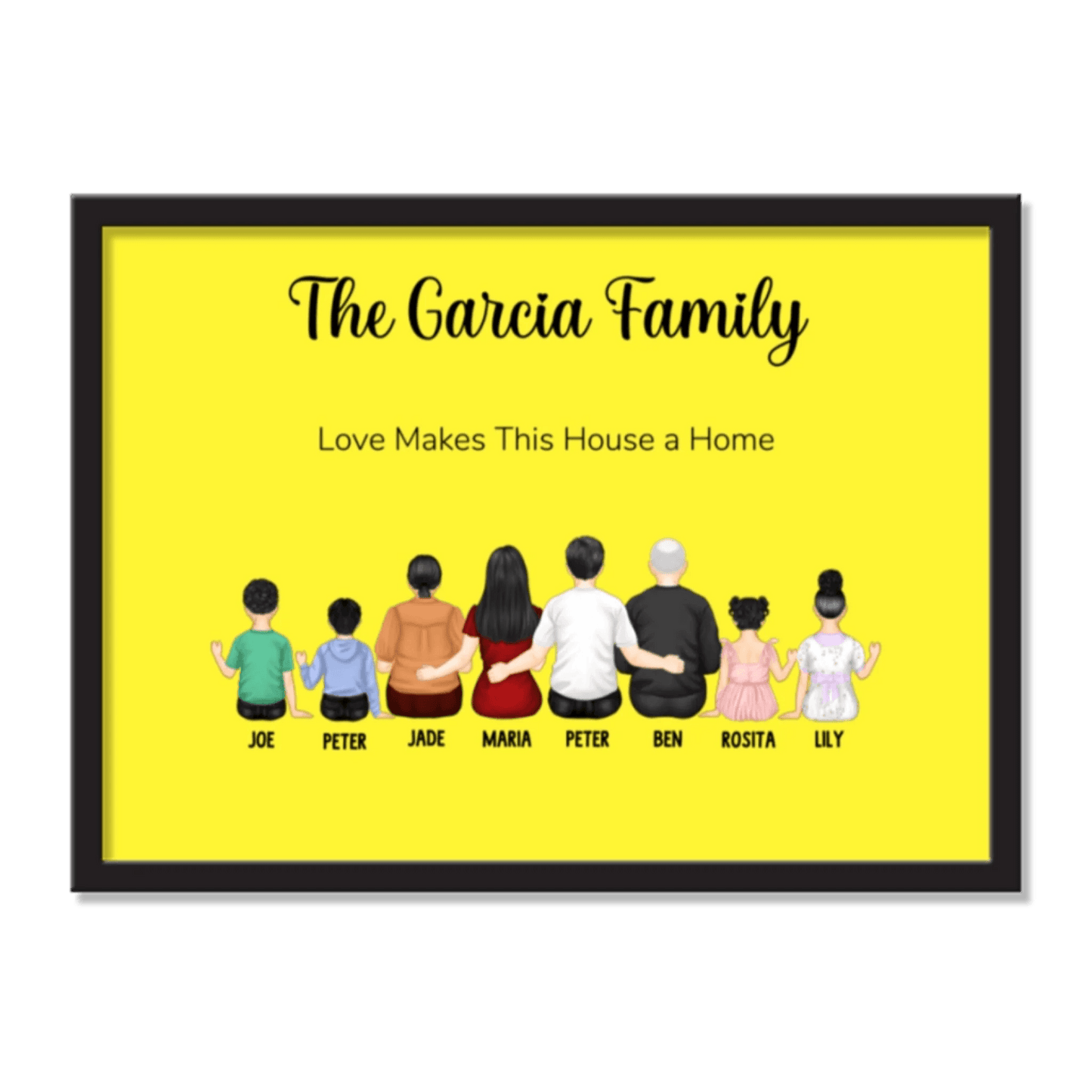Personalized Family Portrait Frame | Wall Art | Home Decor | Gift For Family | Unique Gift - Eshaarya