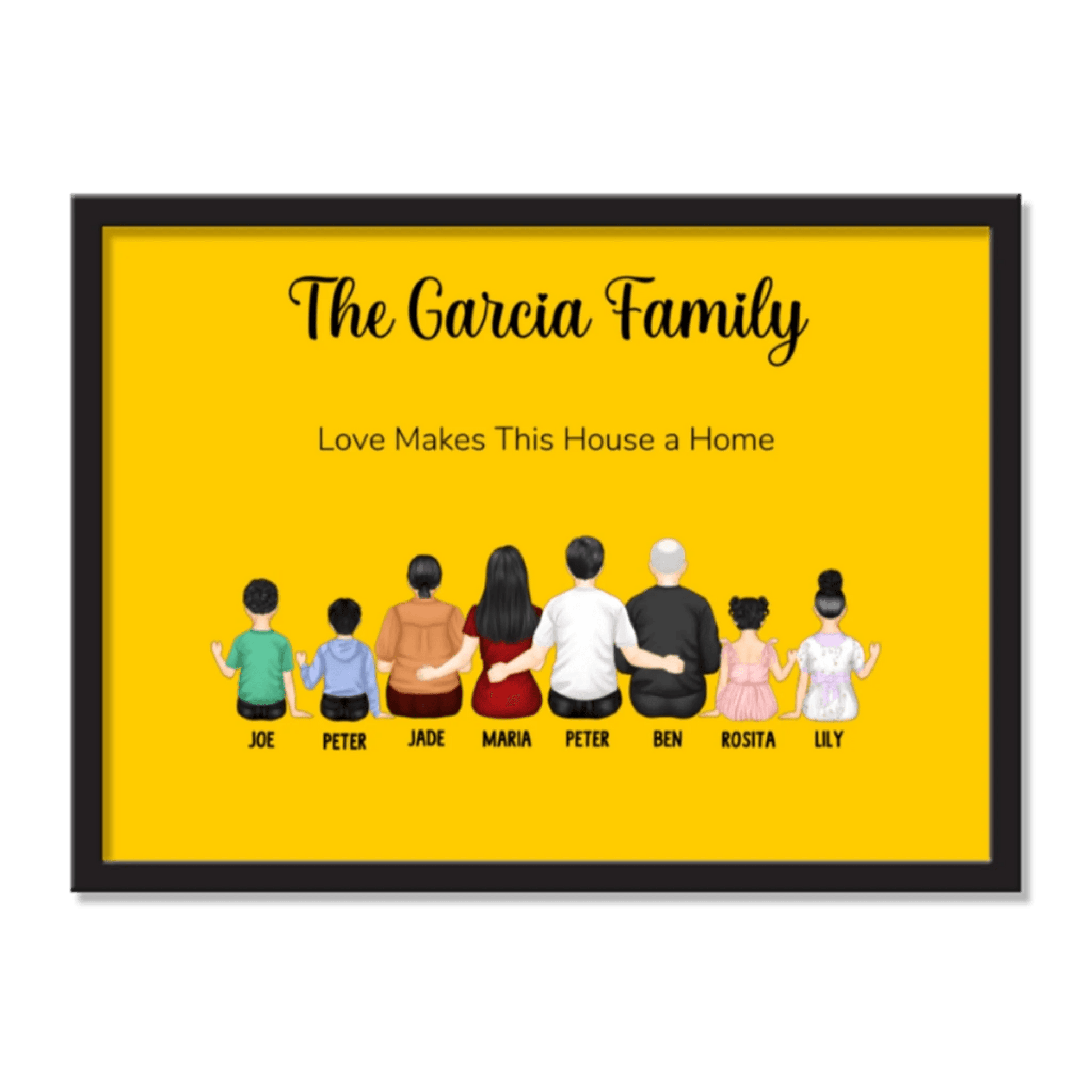 Personalized Family Portrait Frame | Wall Art | Home Decor | Gift For Family | Unique Gift - Eshaarya